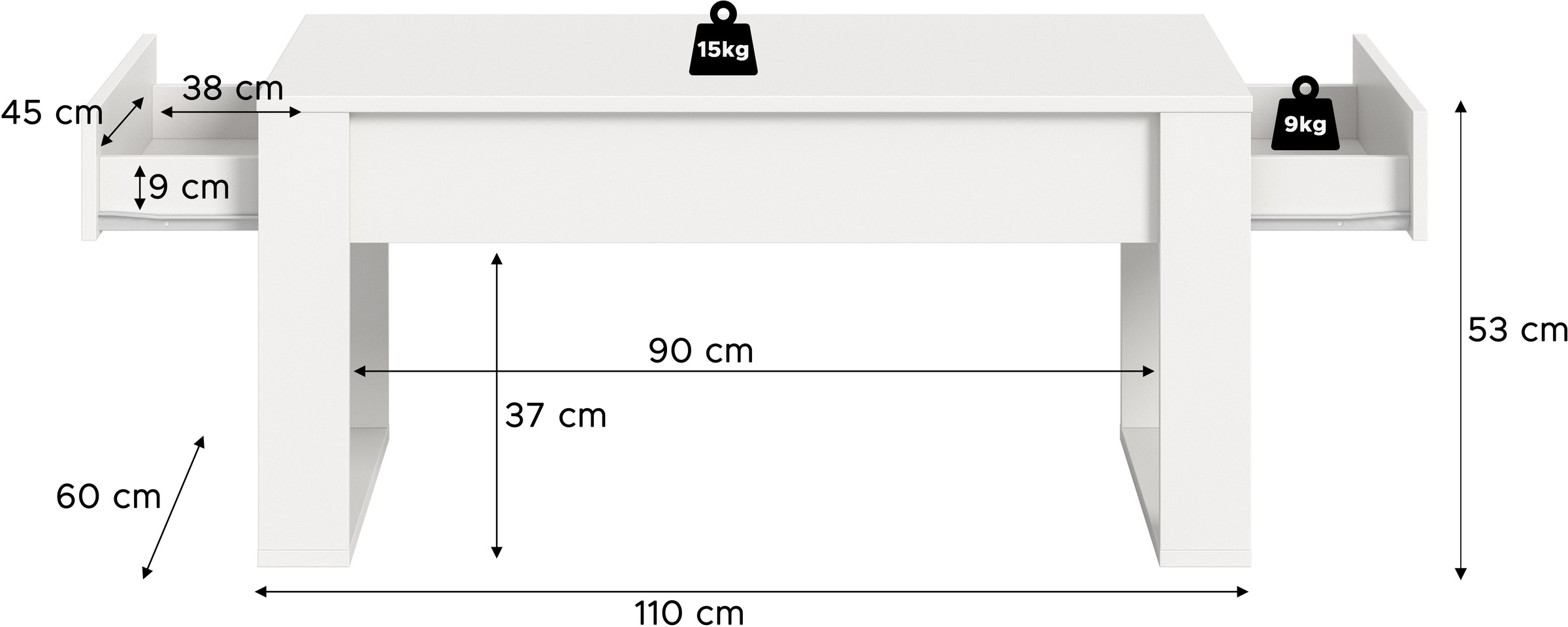 INOSIGN Couchtisch »LÖMA, Breite 110 cm, inkl. 2 Schubkästen, mit Kufengestell« Beistelltisch, Tisch, Coffeetable, Wohnzimmertisch