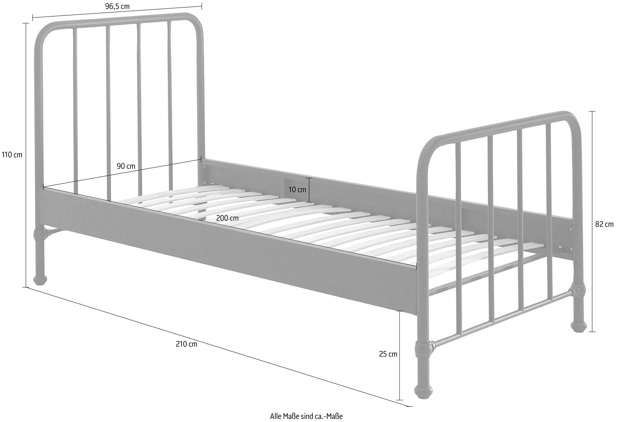 Vipack Jugendbett »Bronxx«, (Made in Europe), Metallbett
