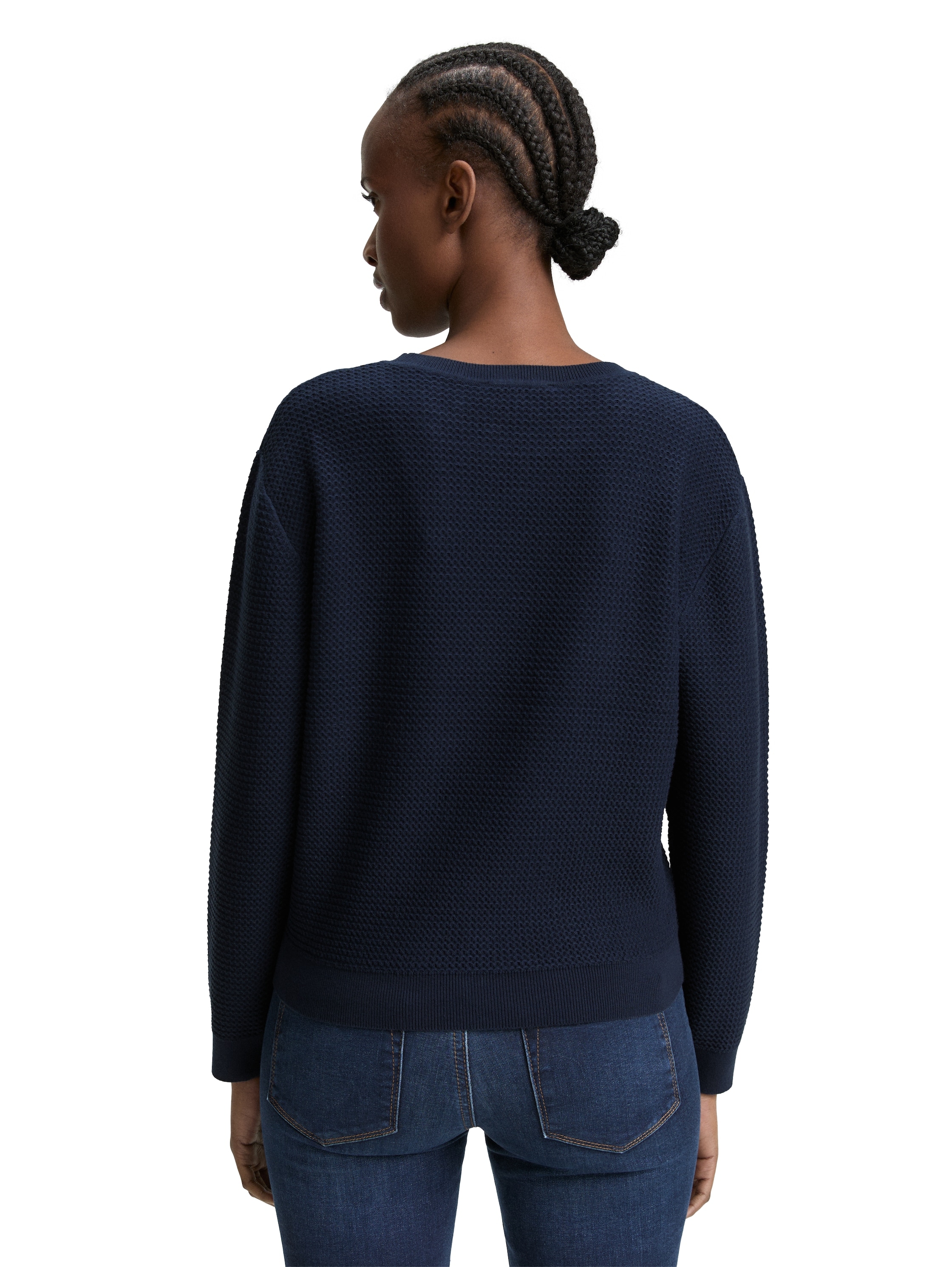 TOM TAILOR Denim Strickpullover, mit Rippbündchen