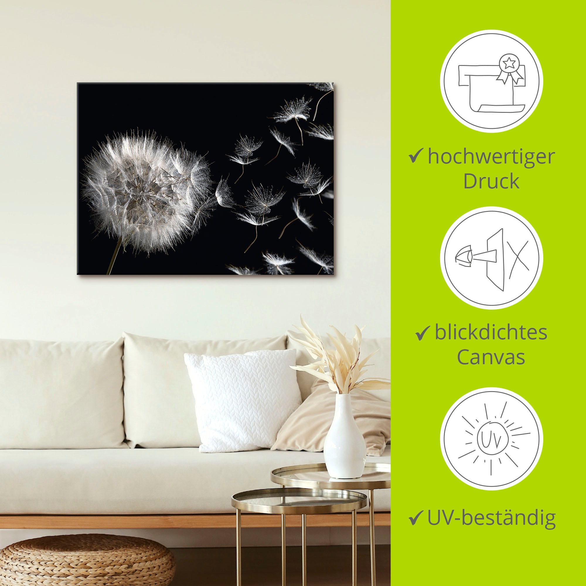 Artland Wandbild »Pusteblume«, Blumenbilder, (1 St.), als Alubild, Outdoorbild, Leinwandbild, Poster, Wandaufkleber