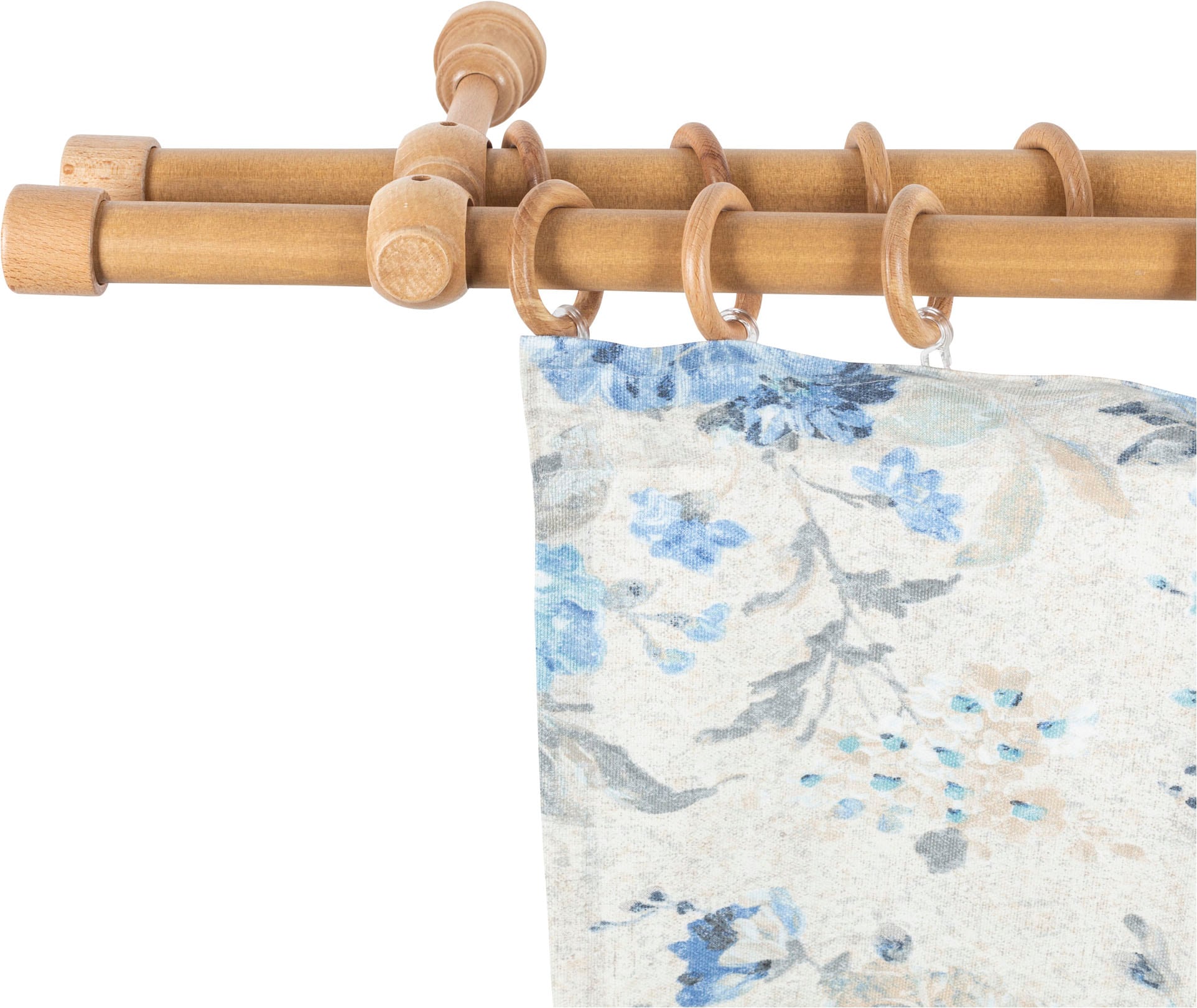 SN DECO GROUP Gardinenstange »Cafiro« 2 läufig-läufig Fixmaß 28 mm, Holz, verschiedene Längen und Farben, Komplettset