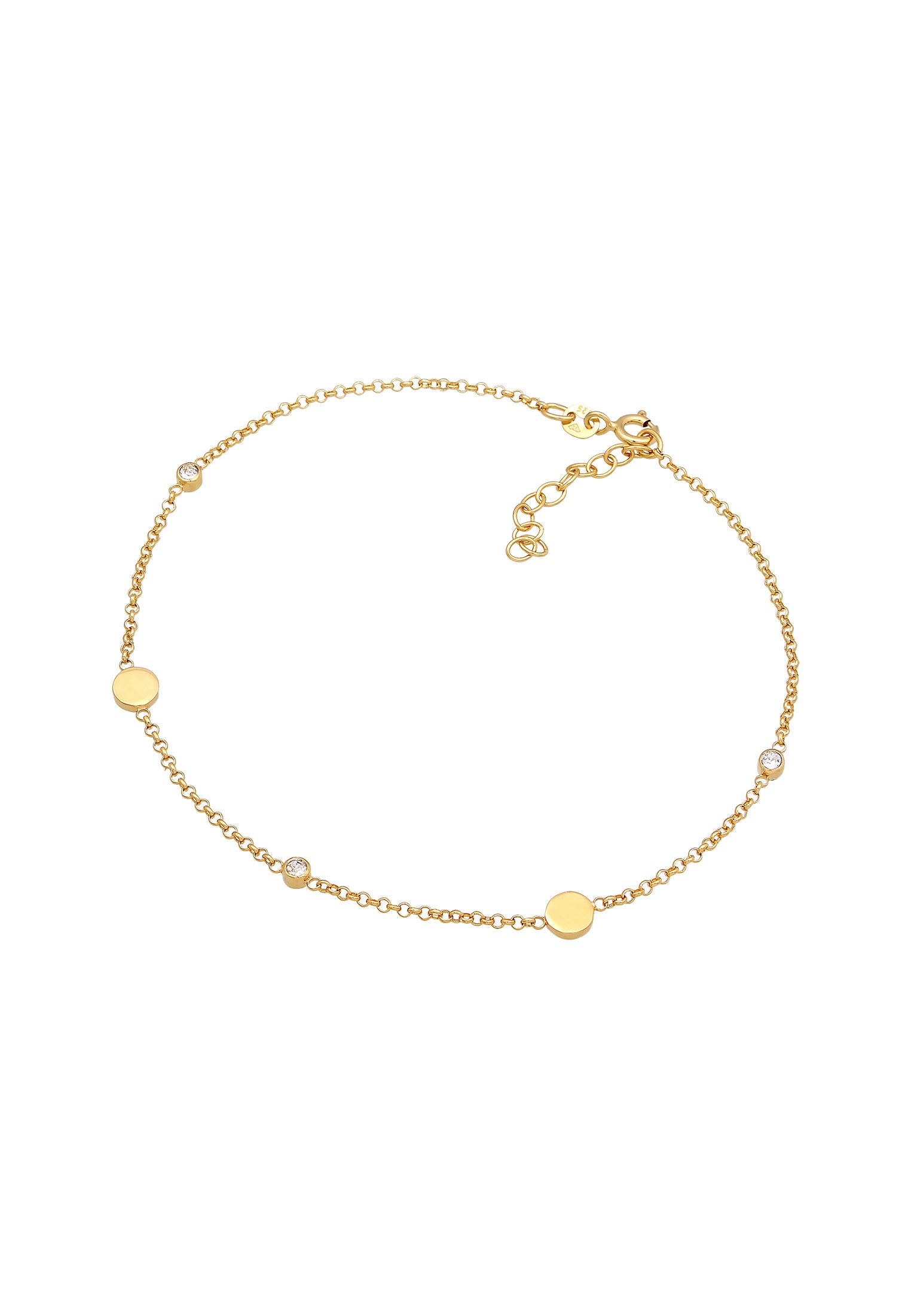 Elli Fußkette »Plättchen Basic 925 Silber, mit Kristallen von Swarovski®«