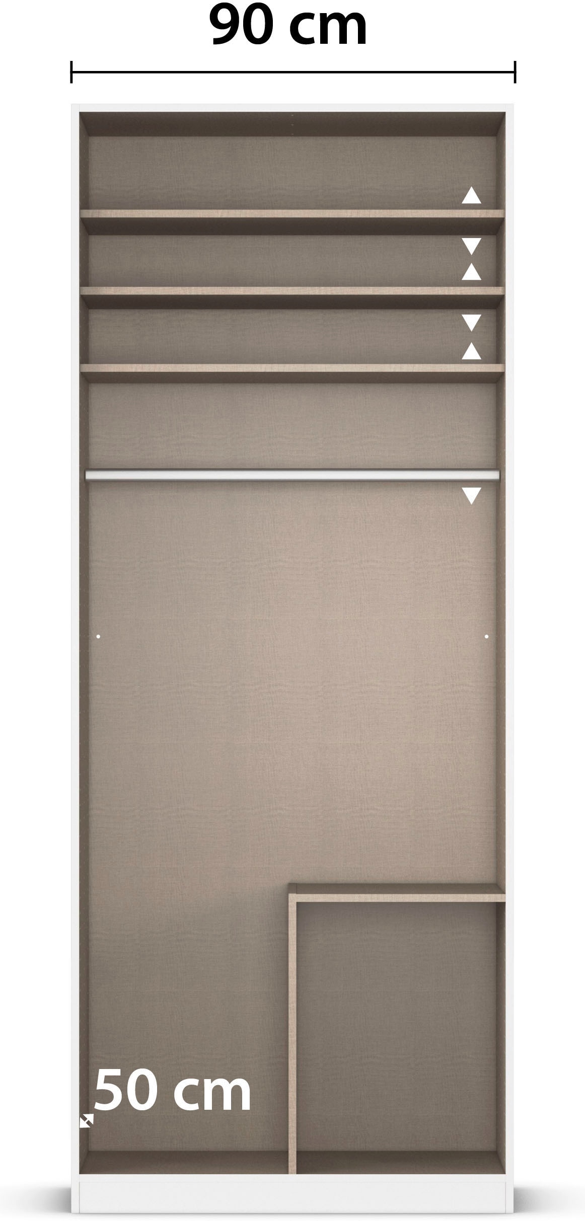 OTTO home Drehtürenschrank »Kleiderschrank Schrank Garderobe AGORDO mit Dekor- oder Hochglanzfront« in zwei Griff-Farben, Breiten 91-360 cm,  mit Außenschubkästen, in 7 Breiten und 2 Höhen MADE IN GERMANY