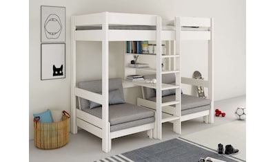 Etagenbett »"HENNE XL ",Stockbett, Triple-Bett,Raumwunder,mit Regal für Stauraum«