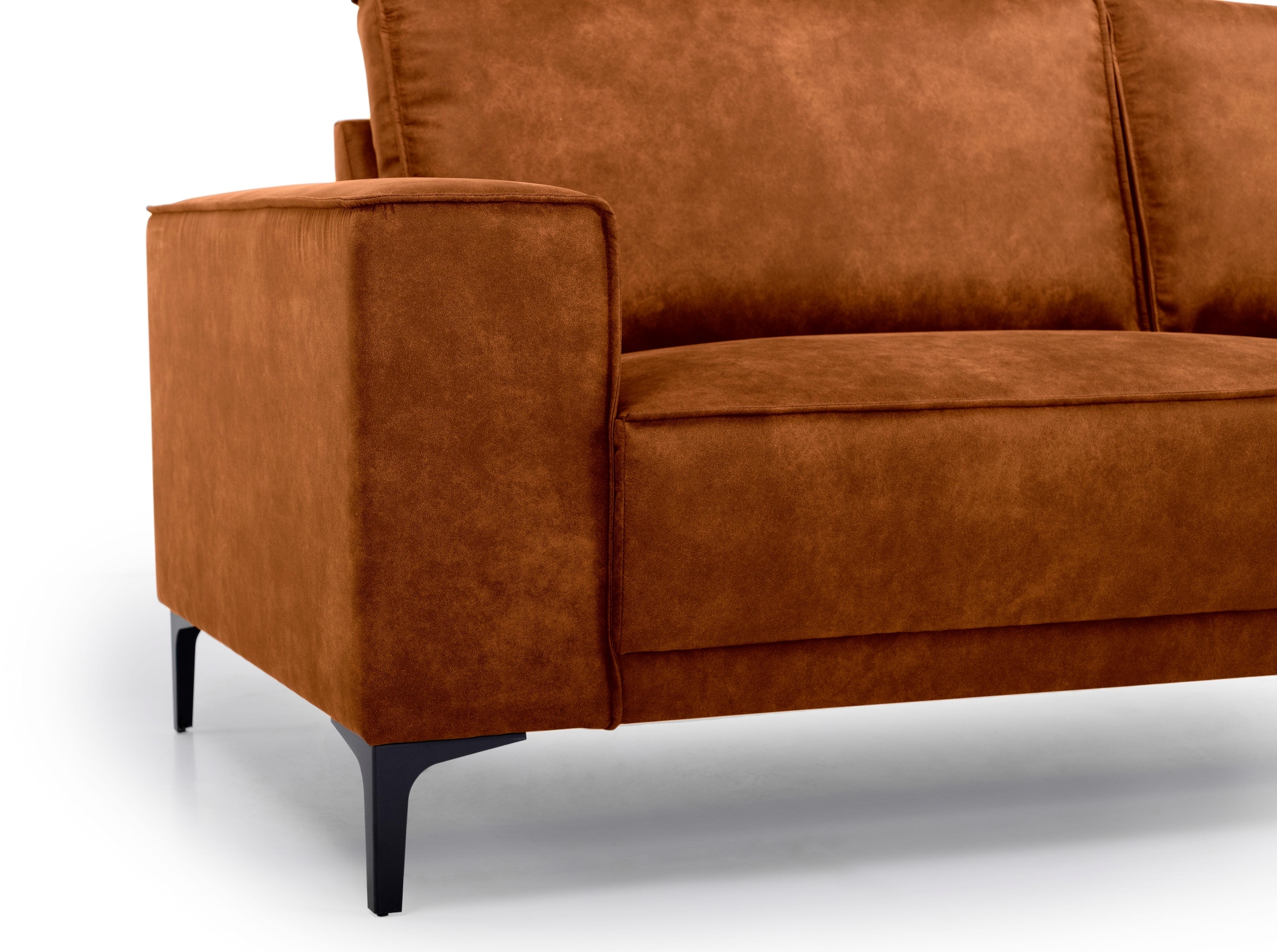 Places of Style 2-Sitzer »Kompaktsofa Oland, Struktur, Flachgewebe, Luxus-Microfaser, Boucle«, 164 cm, Wellenunterfederung, Skandi-Design, Metallfüße