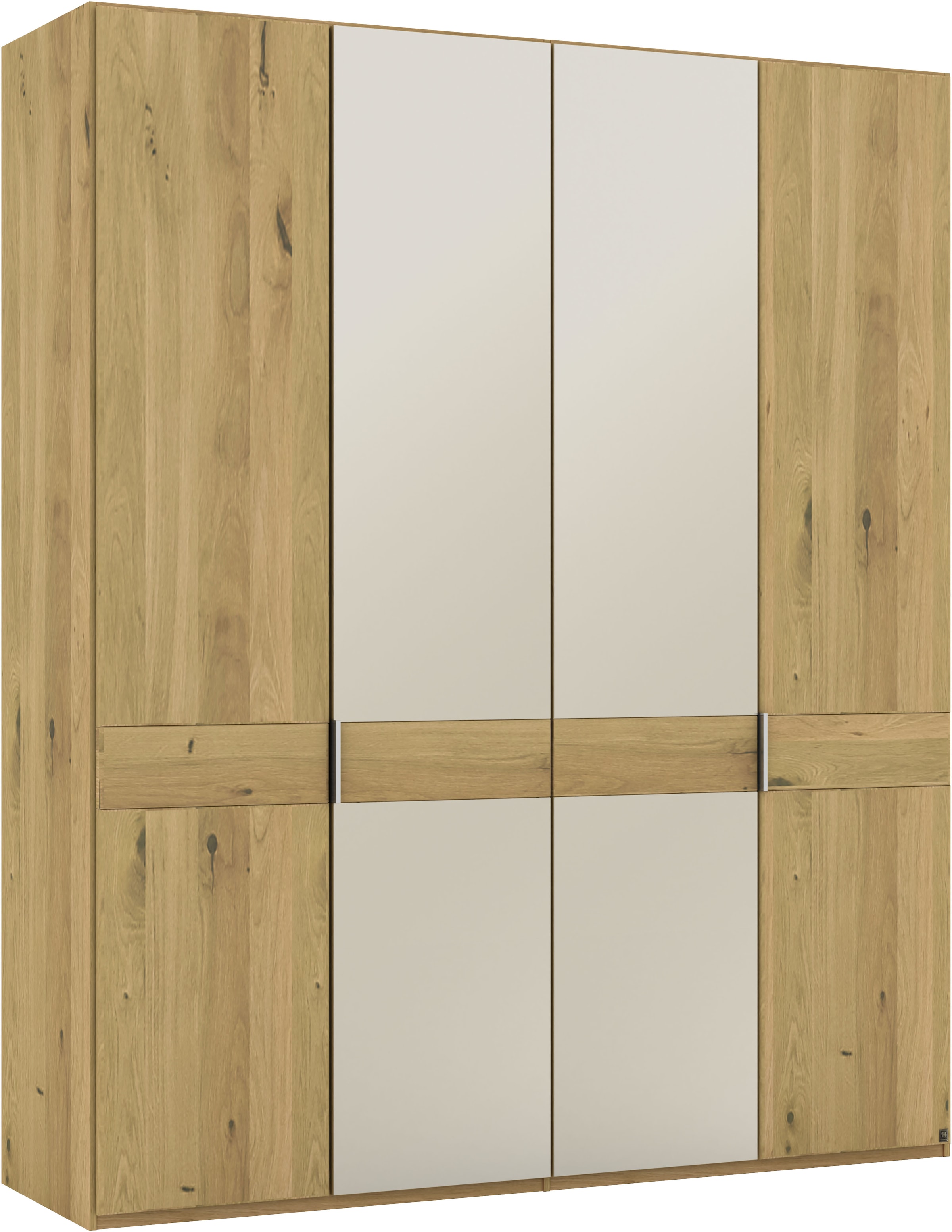 Musterring Drehtürenschrank »Savona, Kleiderschrank, Schrank, Garderobe, teilmassiv Eiche«, (mit Türdämpfern, mit Spiegel oder Glas, extra Böden, MADE IN GERMANY), Türen in Bianco-Eiche massiv, Spiegel-/Glastüren, verschiedene Größen