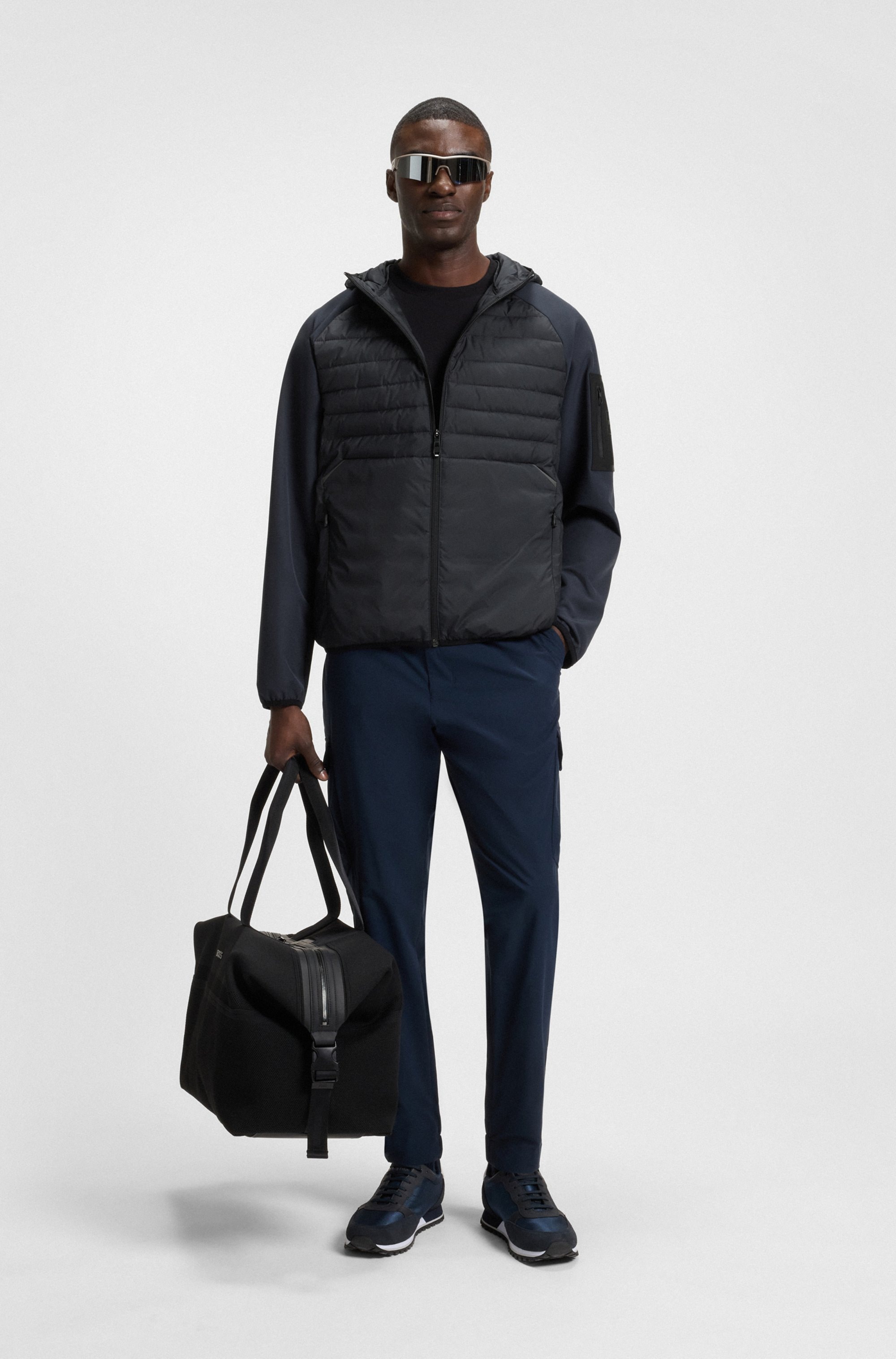 BOSS GREEN Outdoorjacke »J_Urbanex Hybrid HD«, mit Kapuze, mit soften Stretch-Einsätzen und reflektierenden Details