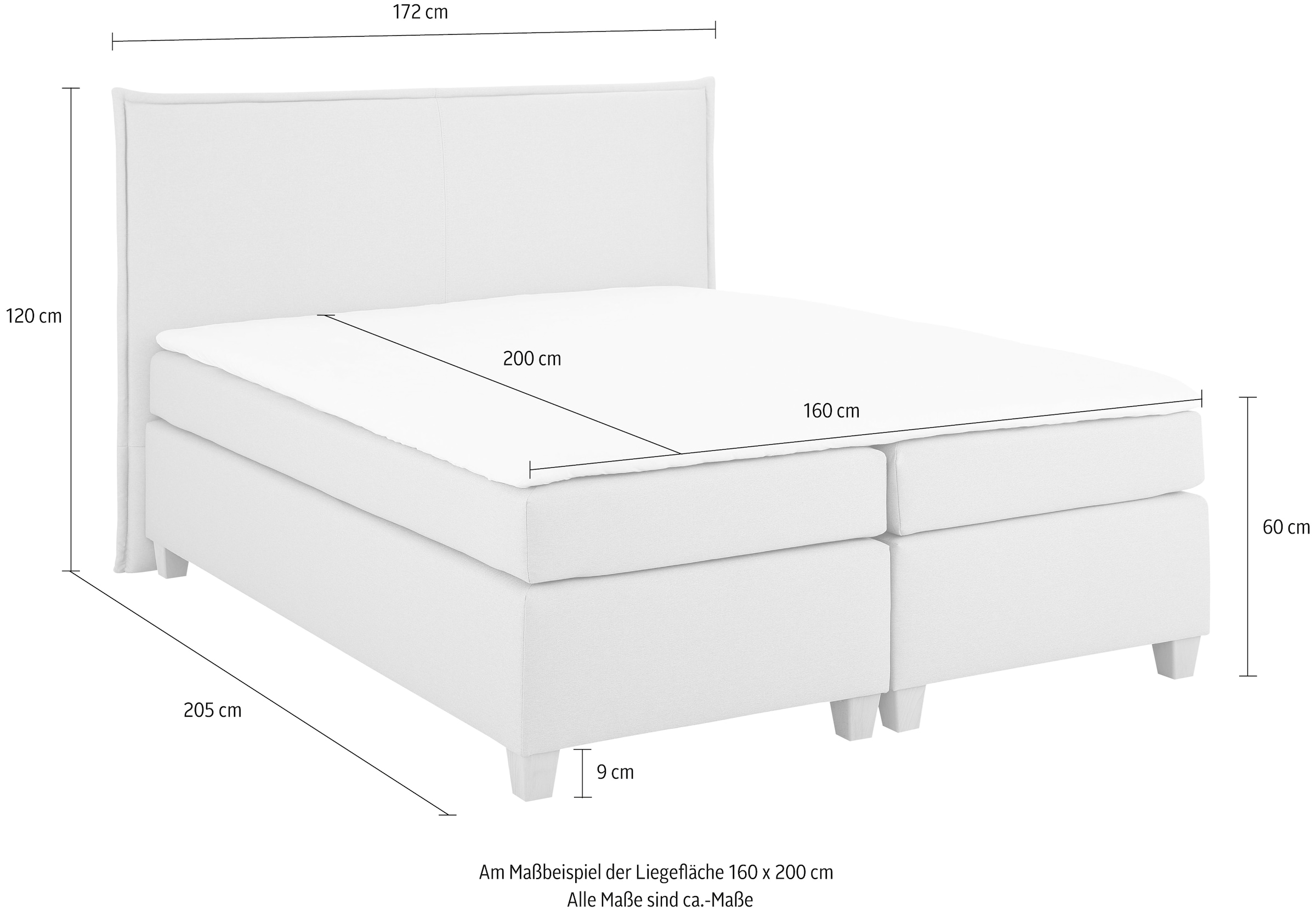 Home affaire Boxspringbett »Houssay«, inkl. Topper, 5 Breiten, 2 Härtegraden auch in Überlänge 220 cm