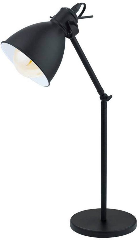 EGLO Tischleuchte »PRIDDY Tischlampe, Nachttischlampe, Stahl, schwarz, E27, Industrial« E27 Wohnzimmerlampe, Esszimmer, 1 flammig, Retro, Vintage, 42,5x15,5cm