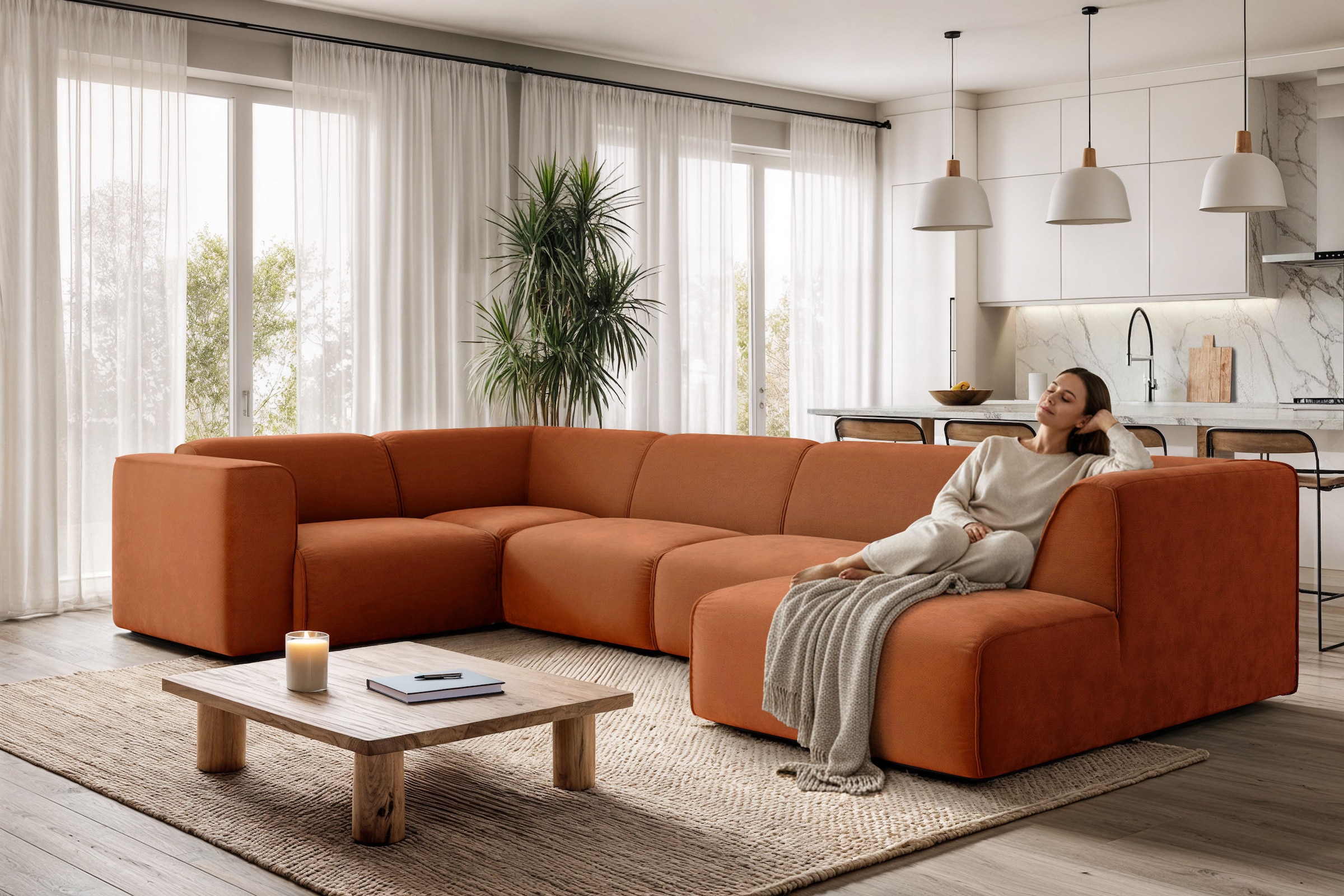 OTTO home Wohnlandschaft »Merid U-Form, B: 367 cm« jederzeit durch Module e günstig online kaufen