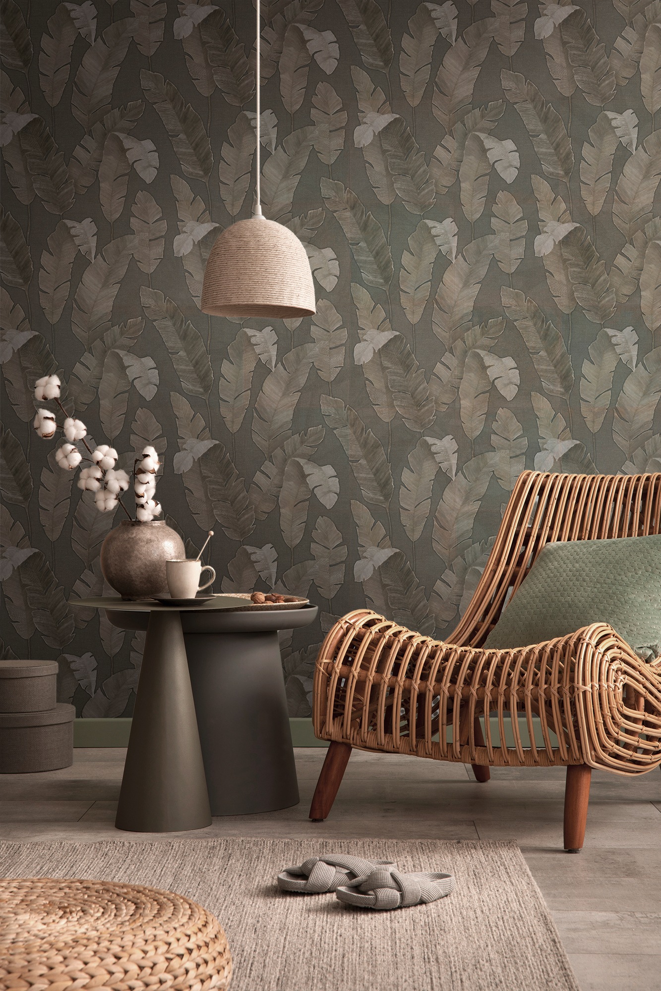 living walls Vliestapete »Metropolitan Stories. Travel Styles. Blättertapete«, matt-gemustert-neutral, Tapete Floral Modern Chic 3D-Effekt Strukturiert Elegant Tapeten Flur