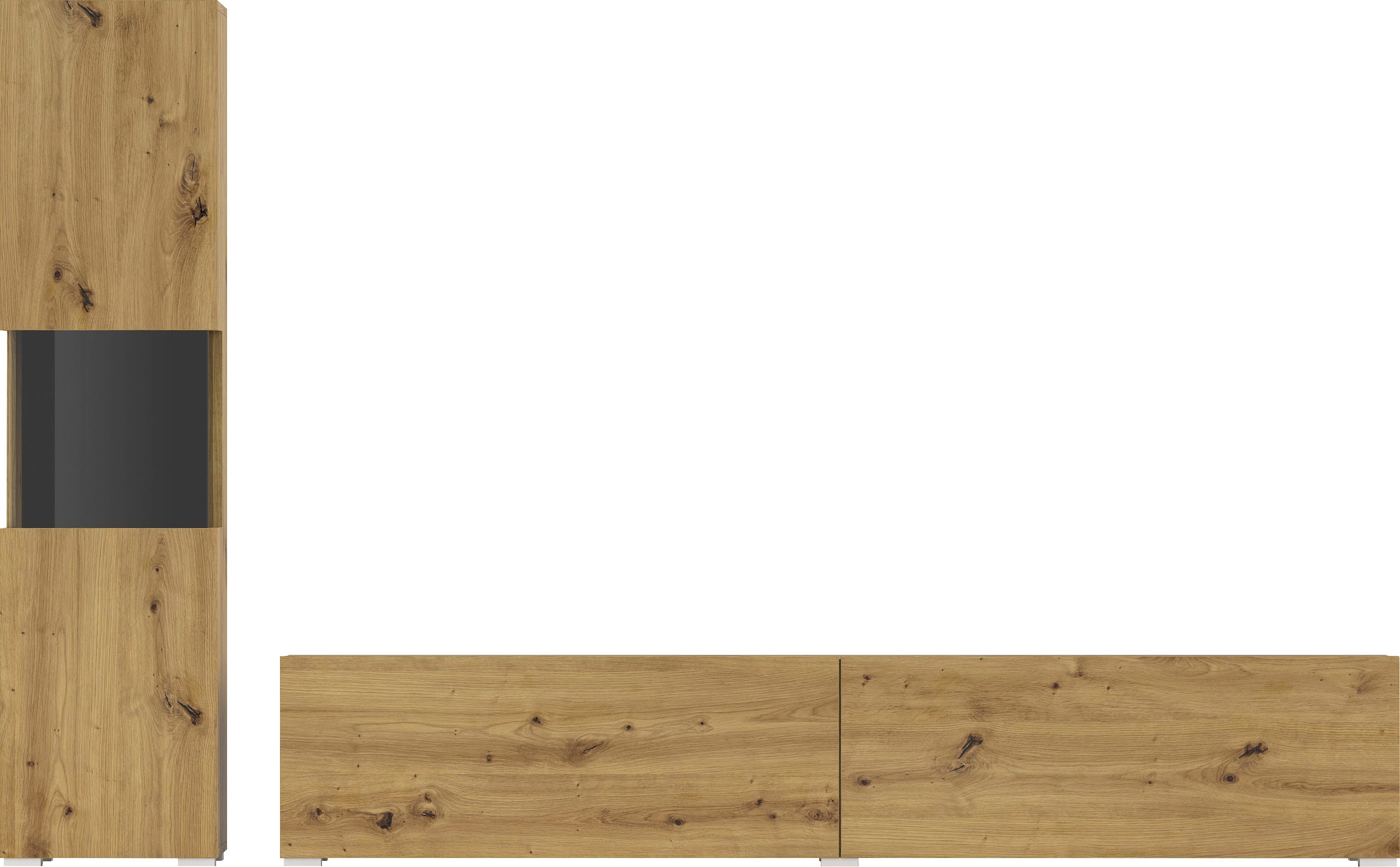 INOSIGN Wohnwand »Ava, Wohnzimmer-Set hängend/stehend montierbar, Vitrine, Lowboard«, 2-tlg.