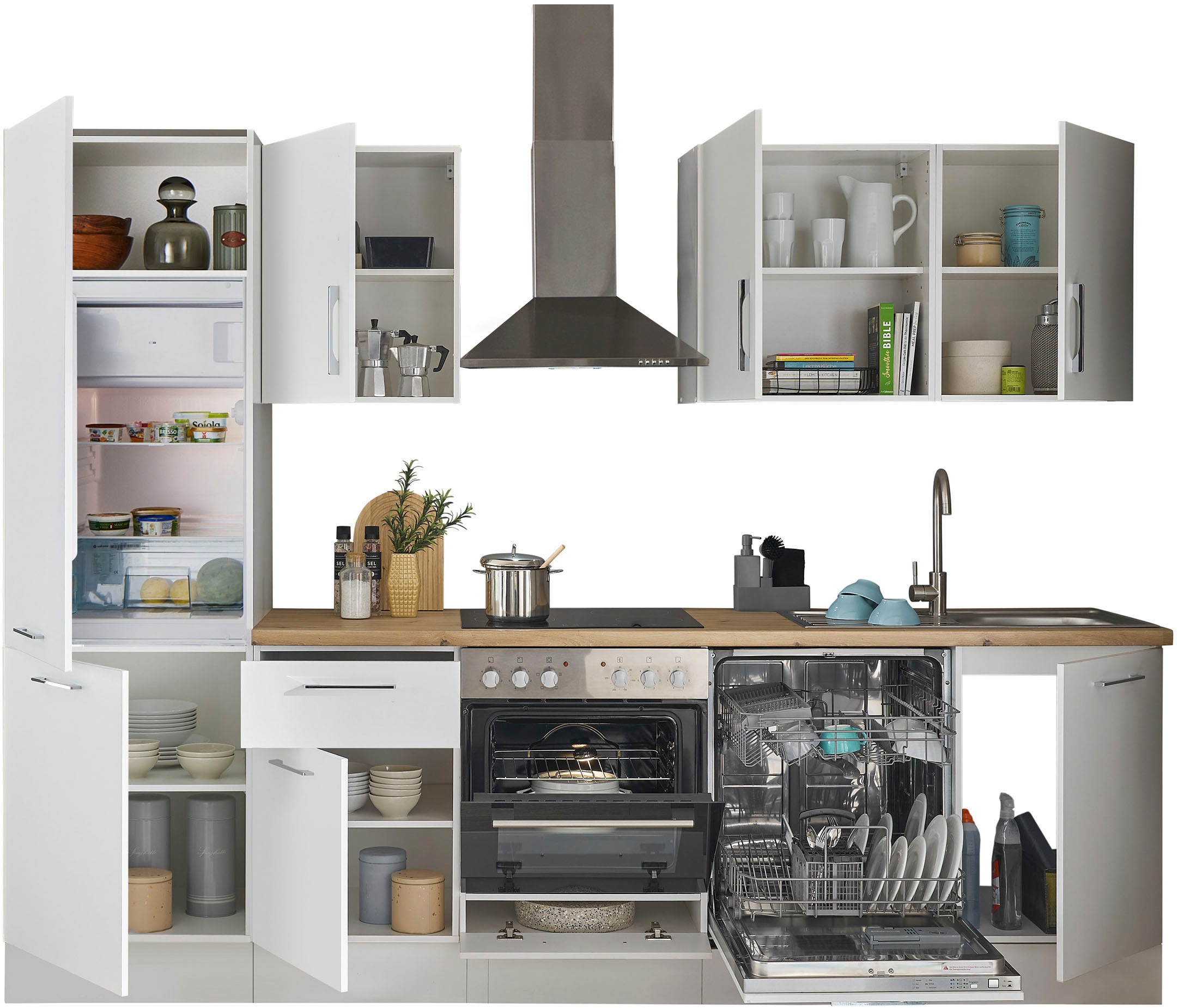 BASIC by Balculina Küchenzeile »Turin«, Breite 280 cm, wahlweise mit E-Geräten