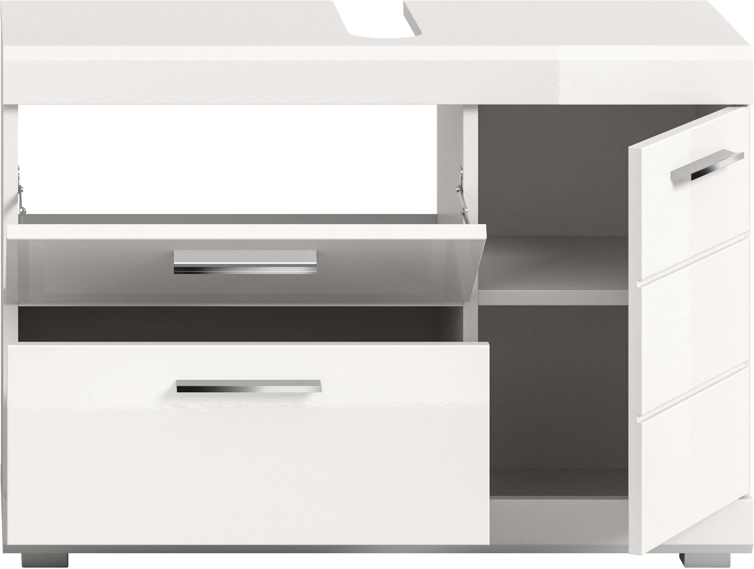 welltime Waschbeckenunterschrank »SIENA, Breite 80cm, 1 Tür, 1 Schubkasten, 1 Klappe, 2 Fächer,MDF-Front« WBU, Badmöbel, Badschrank, Kommode, Unterschrank, Bad, Badezimmer
