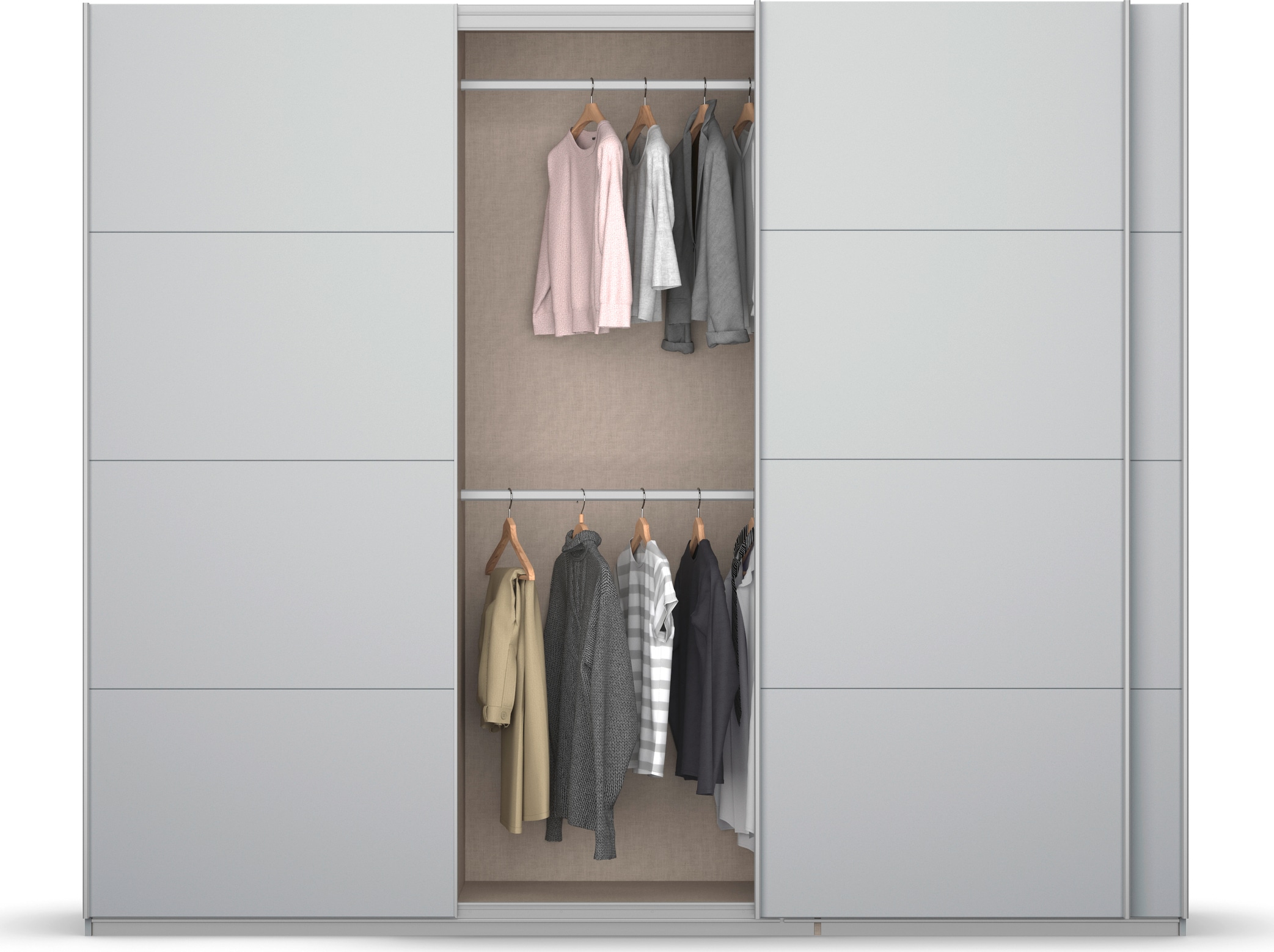 rauch Schwebetürenschrank »Kleiderschrank Schrank Garderobe KOLUNA mit Dekor-Front«, inkl. 2 Innenschubladen sowie extra Einlegeböden MADE IN GERMANY