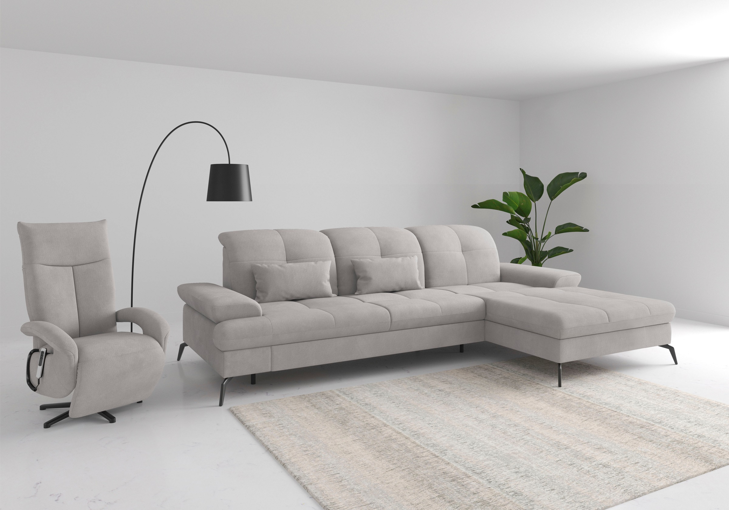 sit&more Ecksofa »Amica, L-Form, inkl. Sitztiefenverstellung & Armteilverstellung«, wahlweise mit Bettfunktion, Bettkasten und Kopfteilverstellung