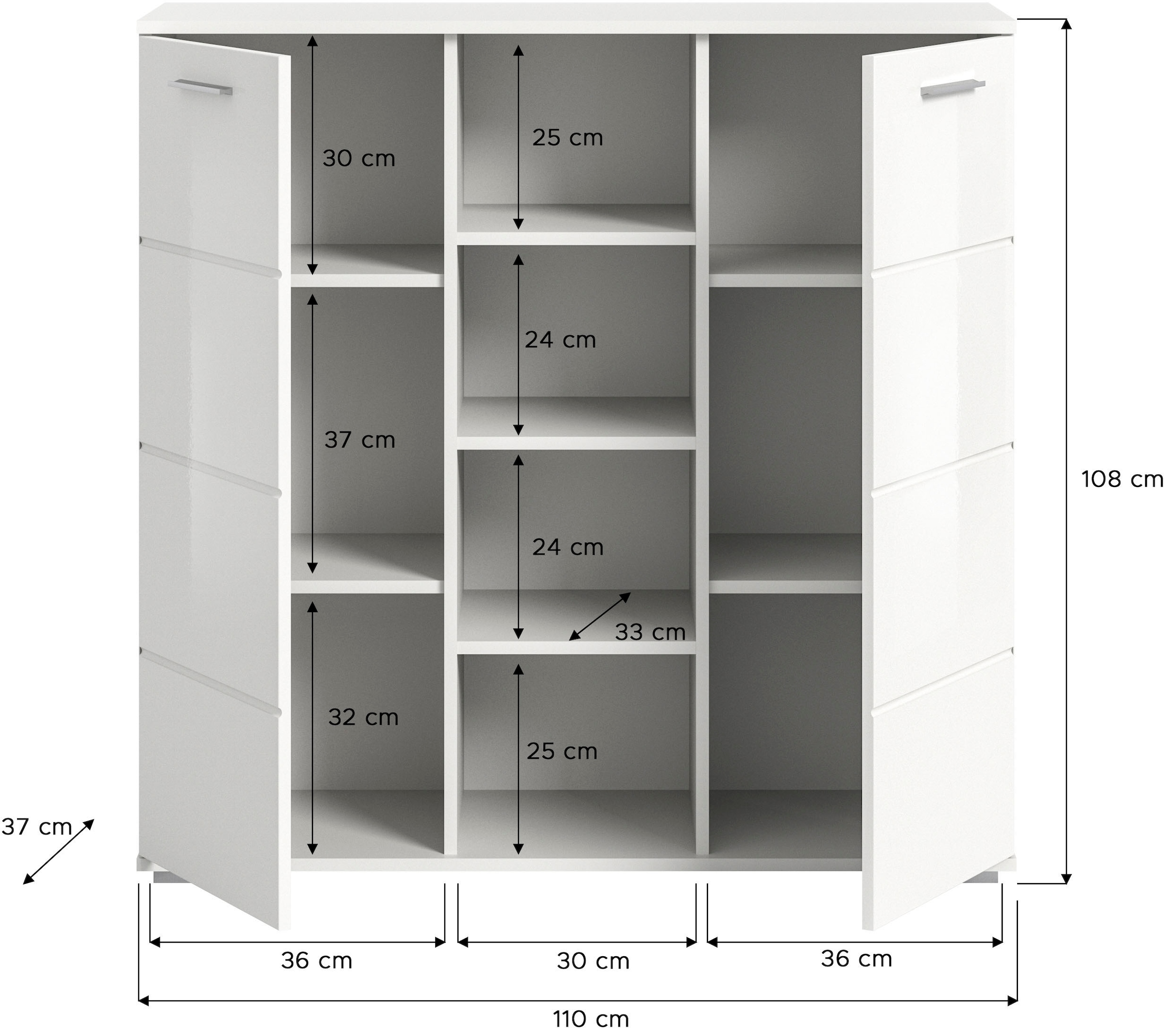 INOSIGN Garderoben-Set »Valge, Breite 110 cm, 2-tlg. Set, bestehend aus: Highboard und Spiegel«, (2 St.), Garderobenkombination, Dielen Set, Flur Set, Kombination