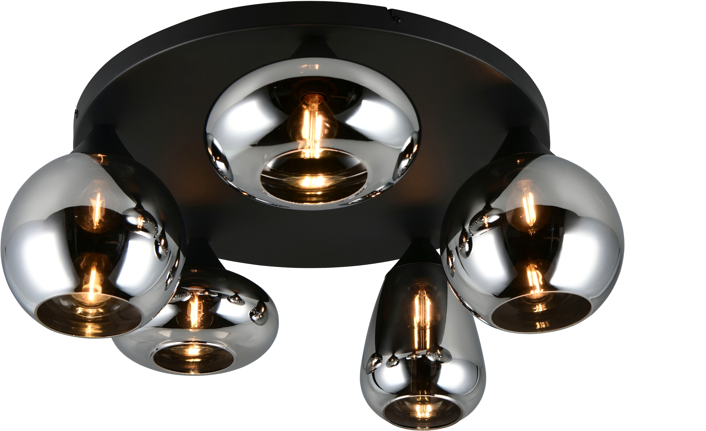 TRIO Leuchten Deckenleuchte »Lumina, Deckenlampe 5-flammig mit Glasschirm, exkl 5x E14 , max 10W« E14 1 Stk. warmweiß - kaltweiß Ø 64 cm Höhe 25 cm, spiegelnde Glas Lampenschirme in 3 modernen Formen