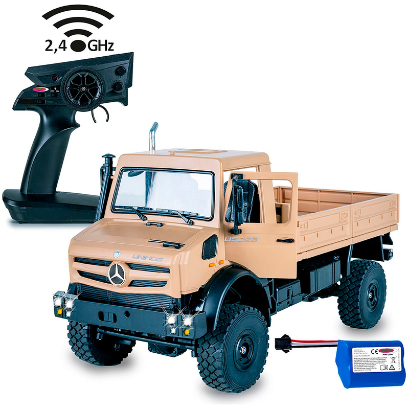 JAMARA RC-LKW »Mercedes-Benz Unimog U5023 beige 2, 4GHz« LED-Licht; Maßstab 1:14 beige