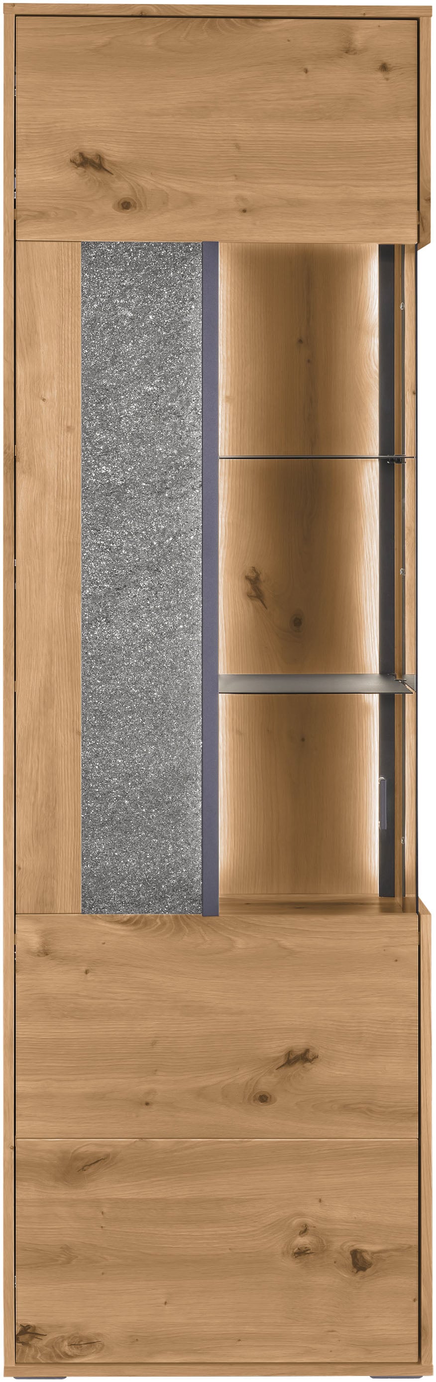 set one by Musterring Vitrine »Deltona«, mit Sandsteinelement, inkl. Beleuchtung, zwei Farben, B64 x H204 cm