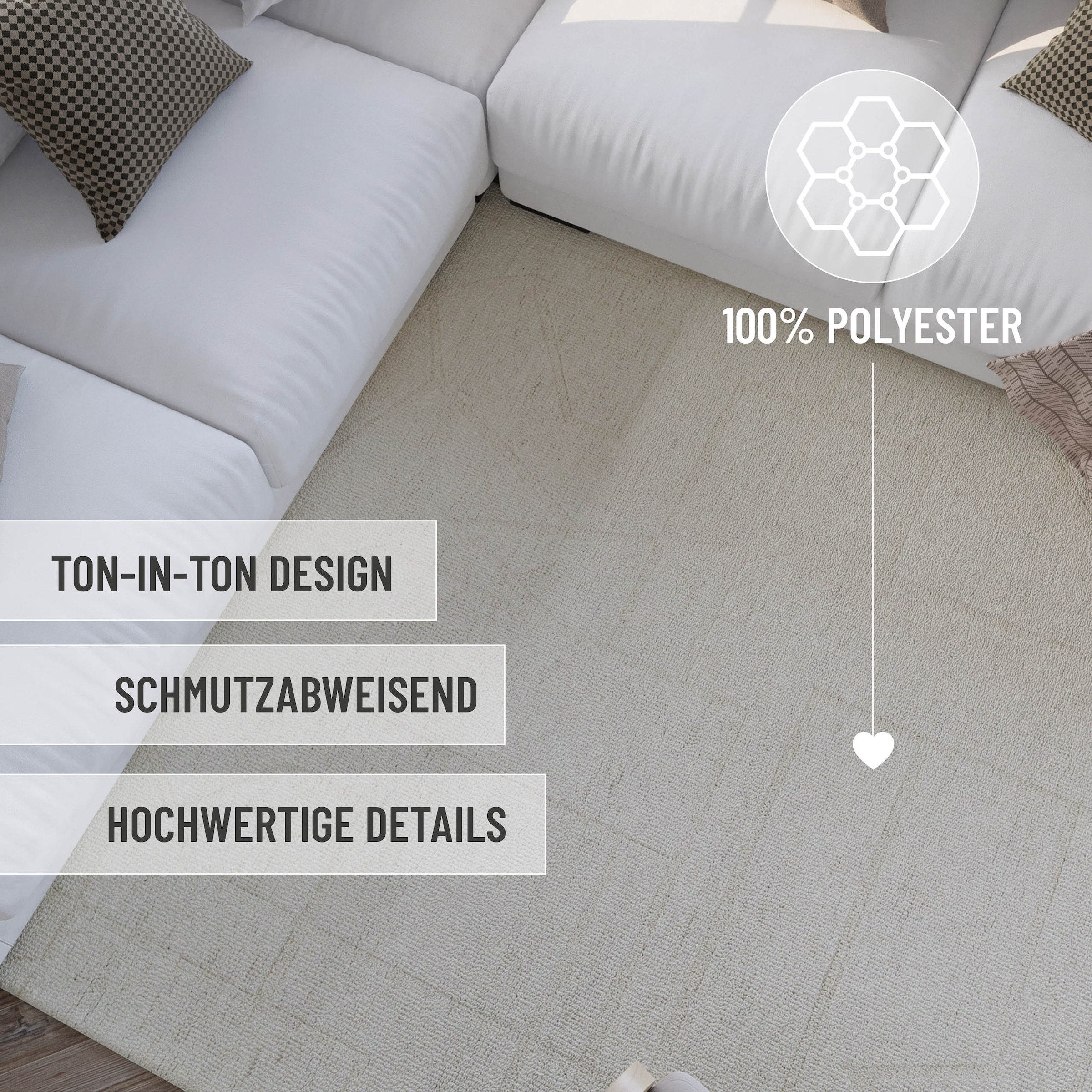 Wecon home Teppich »Hamptons TWENTYEIGHT«, rund, 15 mm Höhe, Kurzflor, Wohnzimmer, Schlafzimmer, elegant, robust, Lineares Design