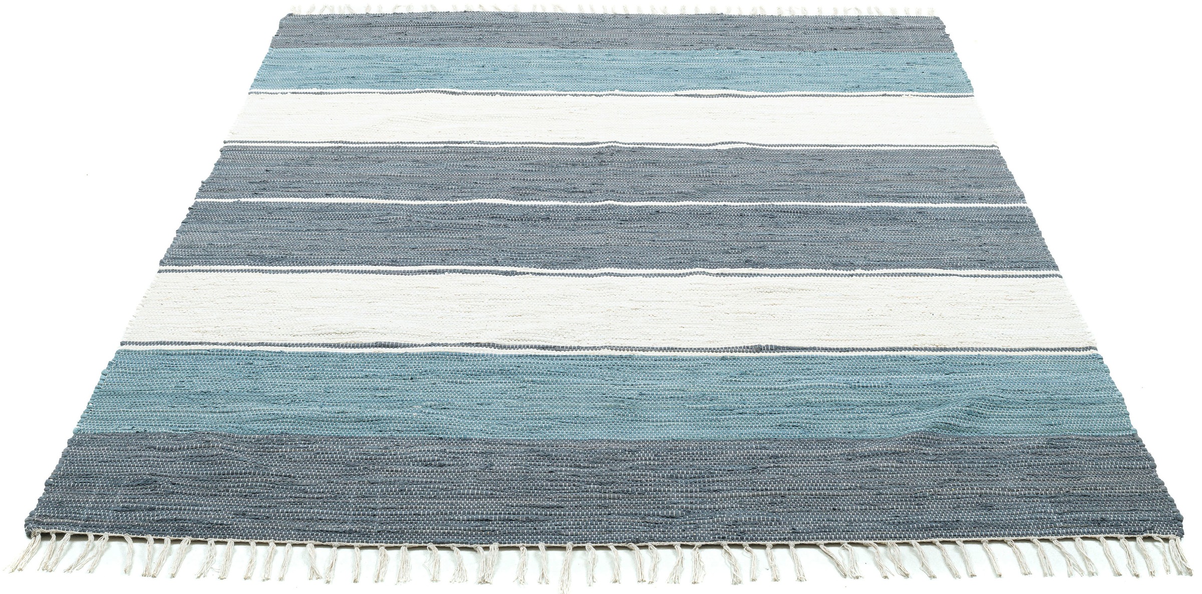 THEKO Teppich »Stripe Cotton, handgewebt«, rechteckig, 5 mm Höhe, Flachgewe günstig online kaufen