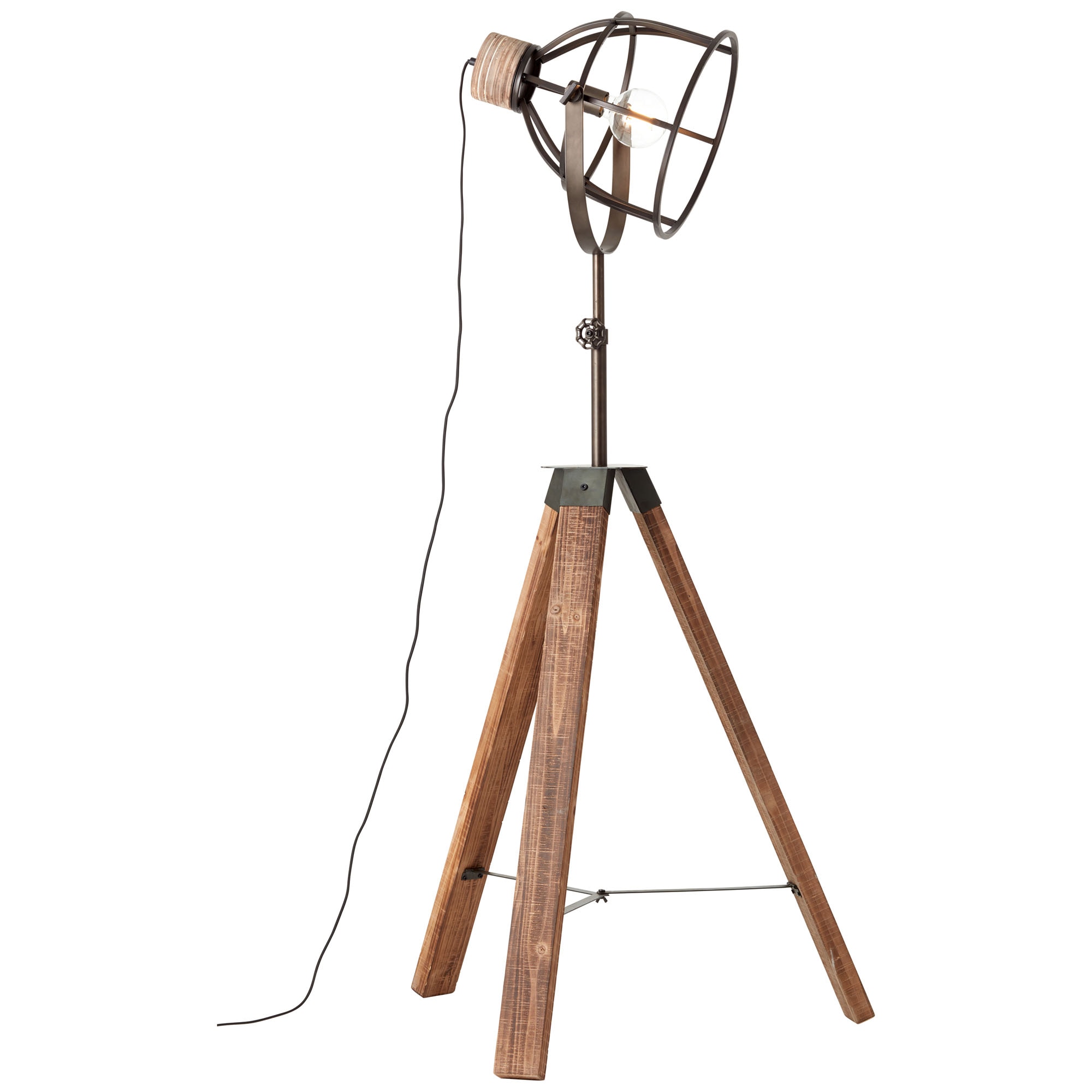 Brilliant Stehlampe »Matrix Wood«, 1 flammig-flammig, 163 cm Höhe, Ø 72 cm, E27, schwenkbar, Metall/Holz, schwarz stahl