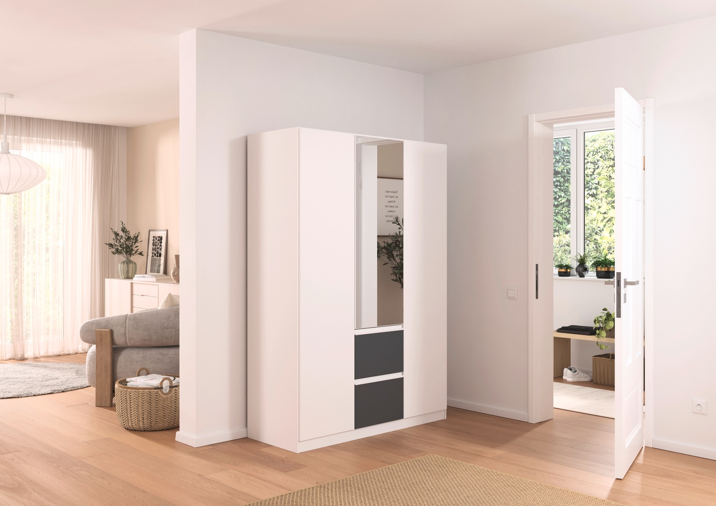 rauch Drehtürenschrank »Kleiderschrank Schrank Garderobe Wäscheschrank BRISTOL in 2 Breiten«, grifflose Front mit Push-to-Open Funktion in 2 Breiten MADE IN GERMANY