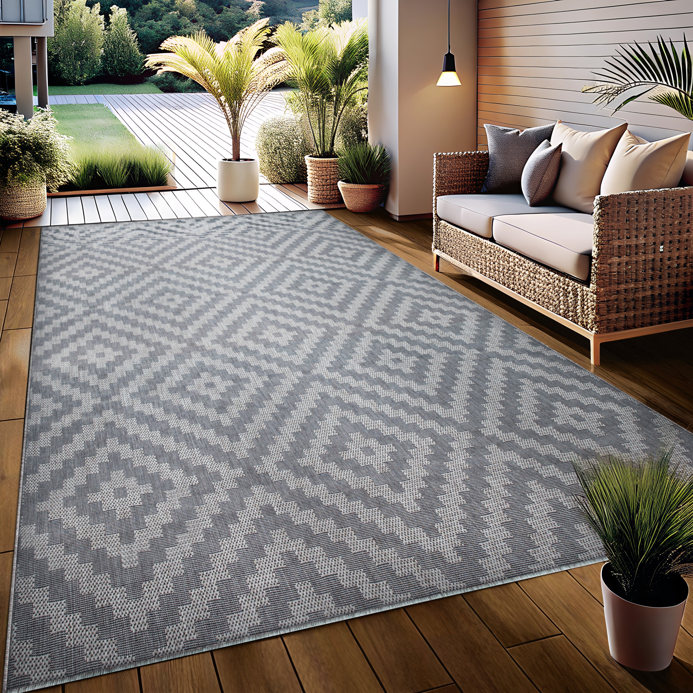 my home Teppich »Cordoba auch als Läufer erhältlich«, rechteckig, 3 mm Höhe, In- und Outdoor geeignet, Sisal-Optik, Wetterfest & UV-beständig, Boho