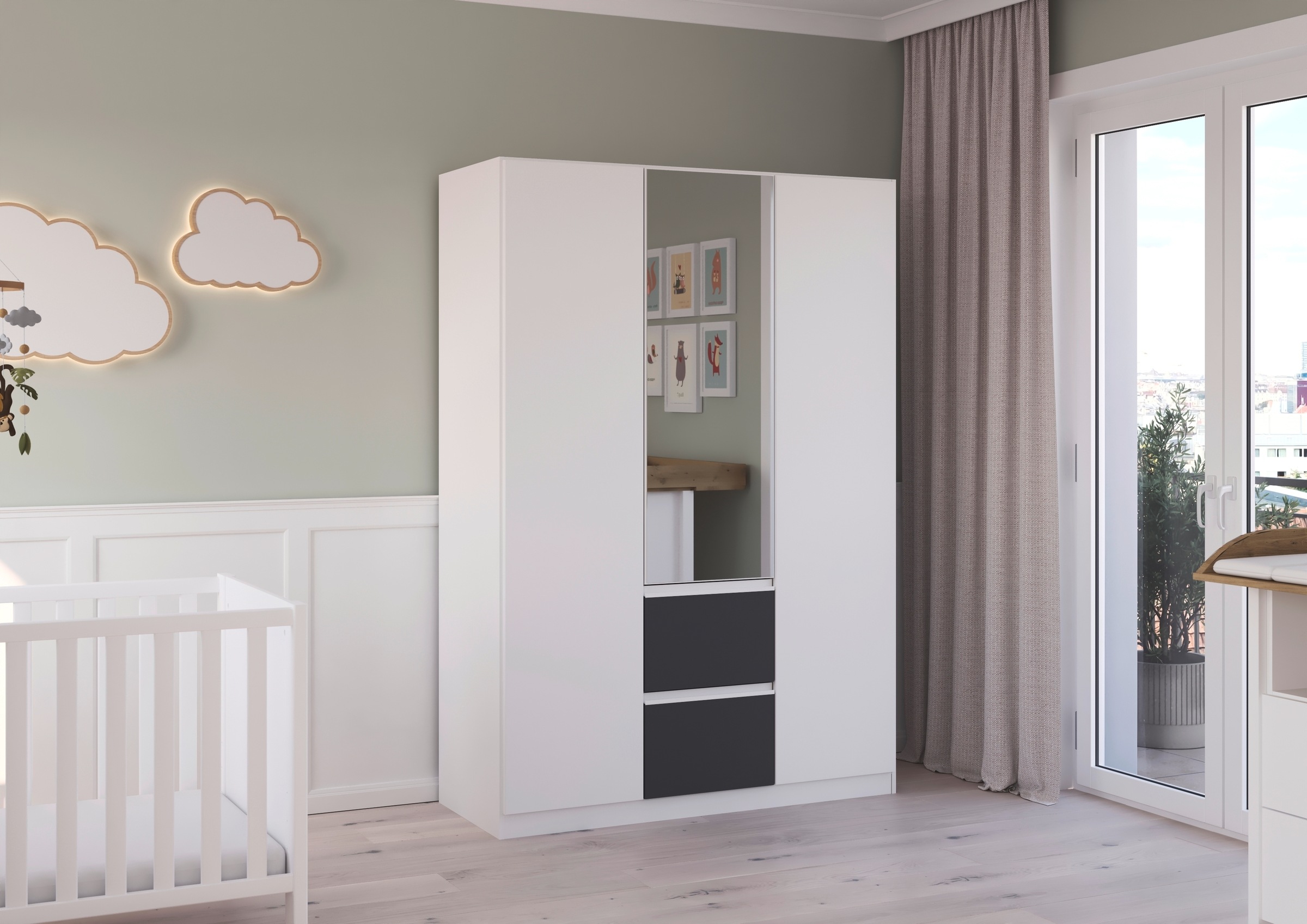 rauch Drehtürenschrank »Kleiderschrank Schrank Garderobe Wäscheschrank BRISTOL in 2 Breiten«, grifflose Front mit Push-to-Open Funktion in 2 Breiten MADE IN GERMANY