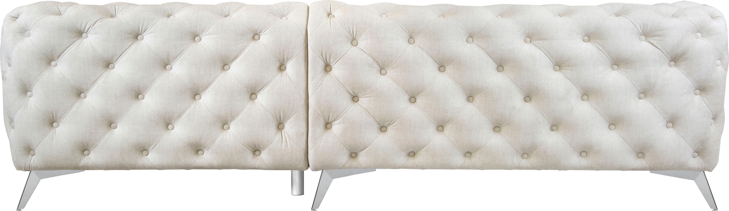Leonique Chesterfield-Sofa »Ecksofa GLYNIS L-Form mit Wellenunterfederung, Maße B/T/H 264/264/75cm«, aufwändige Knopfheftung, moderne Chesterfield Optik, Fußfarbe wählbar