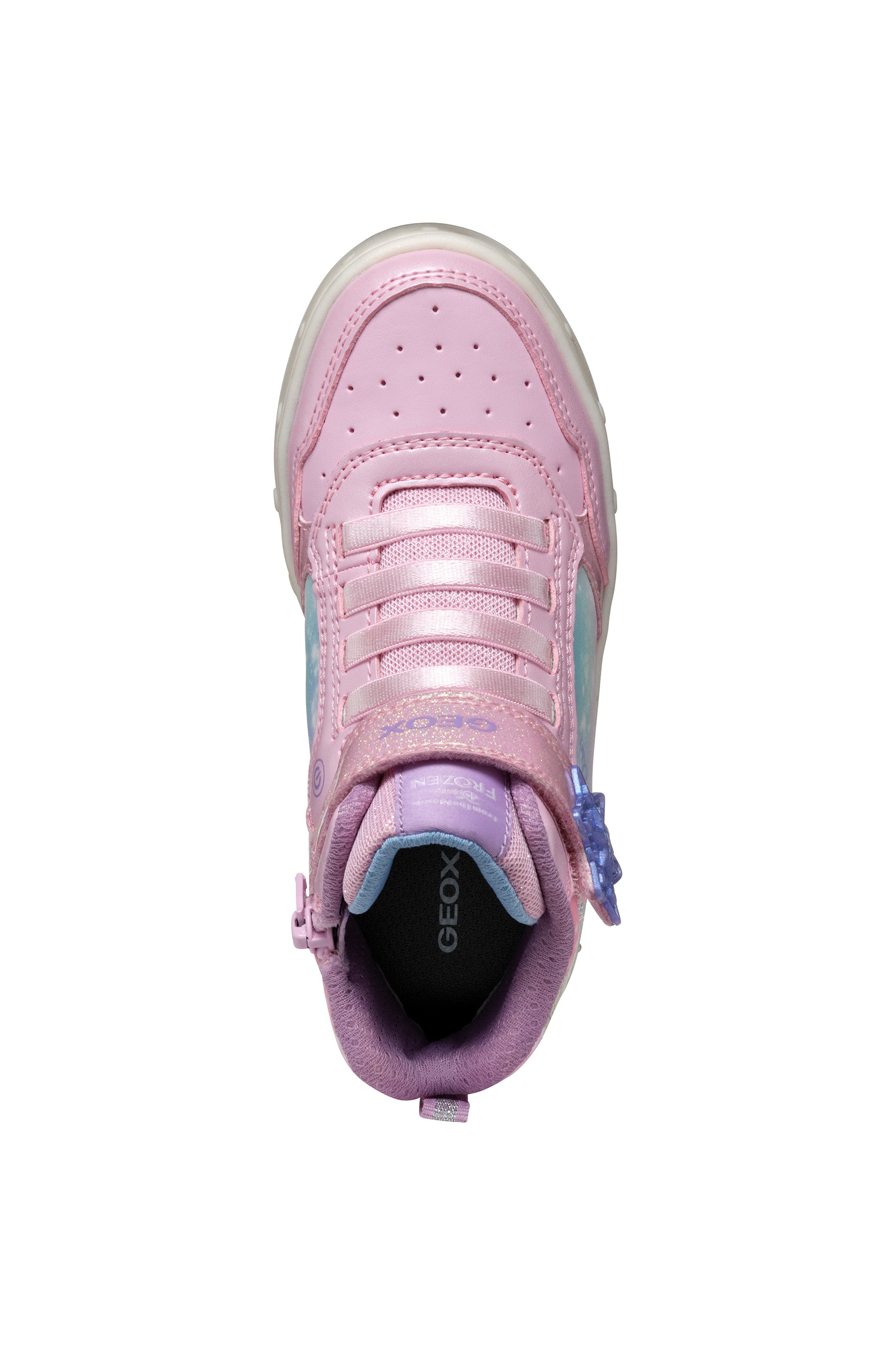 Geox Sneaker »J SKYLIN GIRL Blinkschuh«, Schnürboots, Blinkschuh mit Glitzer und Blinkfunktion