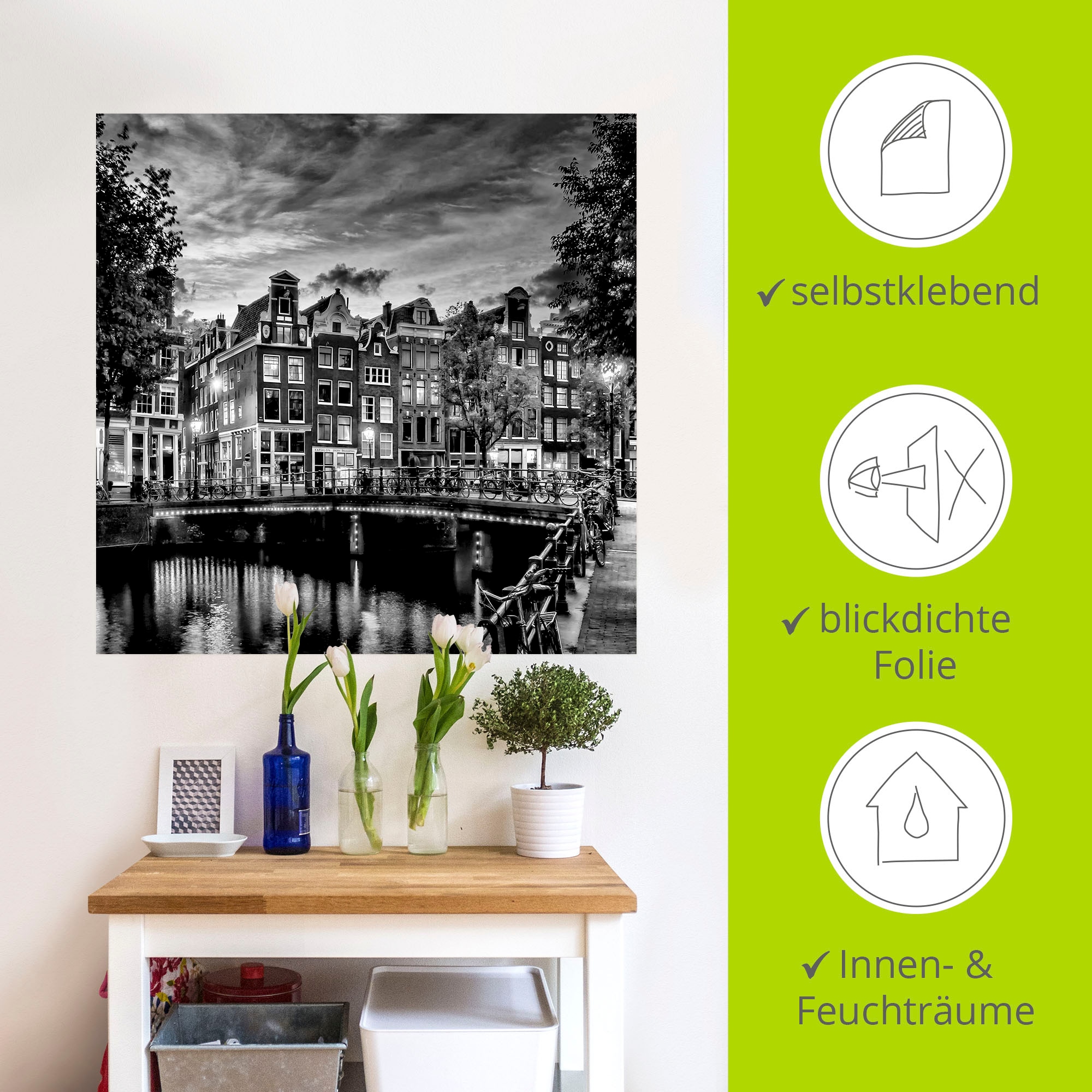 Artland Wandbild »Amsterdam Abendidylle«, Amsterdam, (1 St.), als Leinwandbild, Poster, Wandaufkleber in verschied. Größen