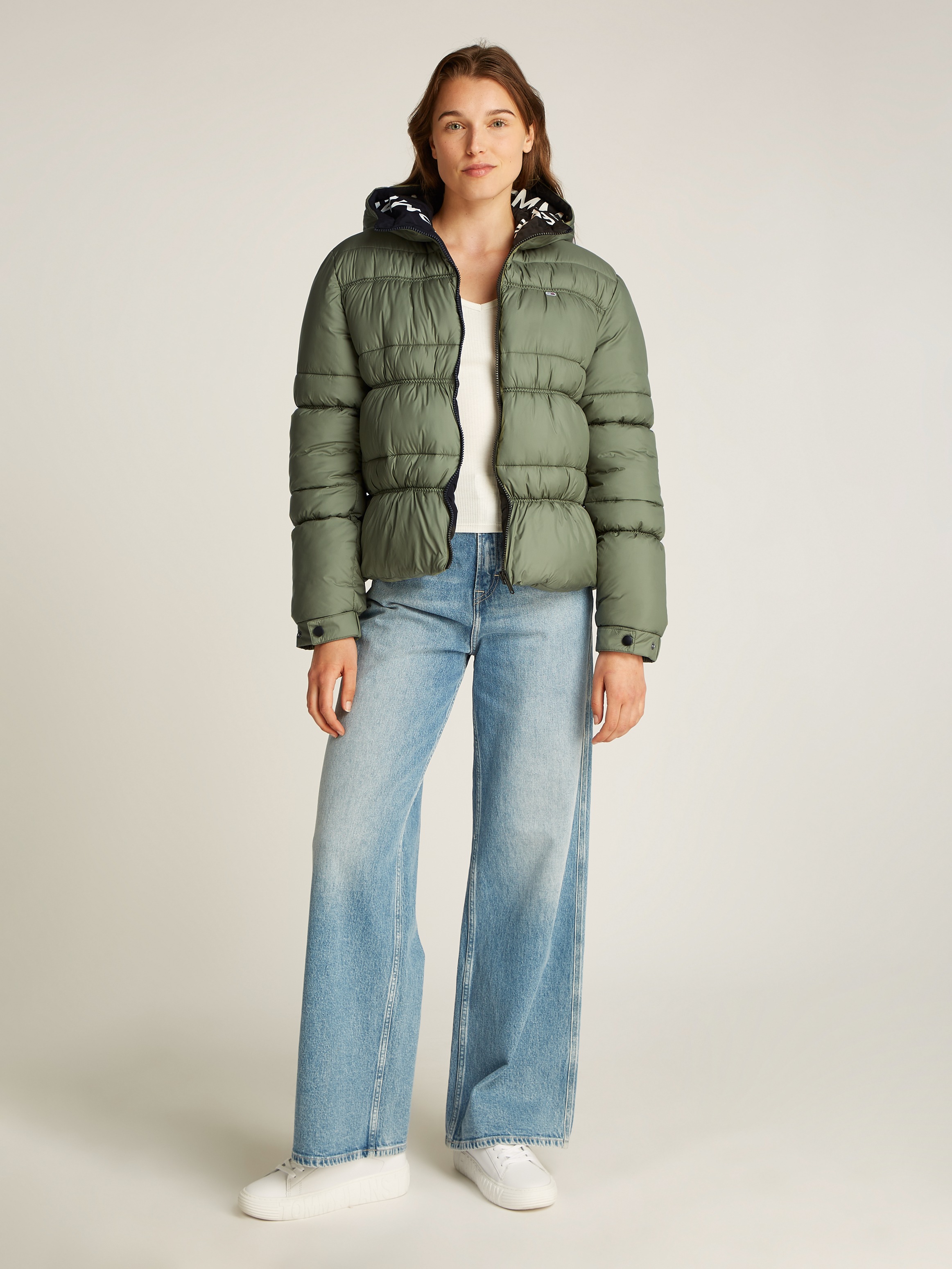 Tommy Jeans Steppjacke, mit Kapuze, mit Logoschriftzug