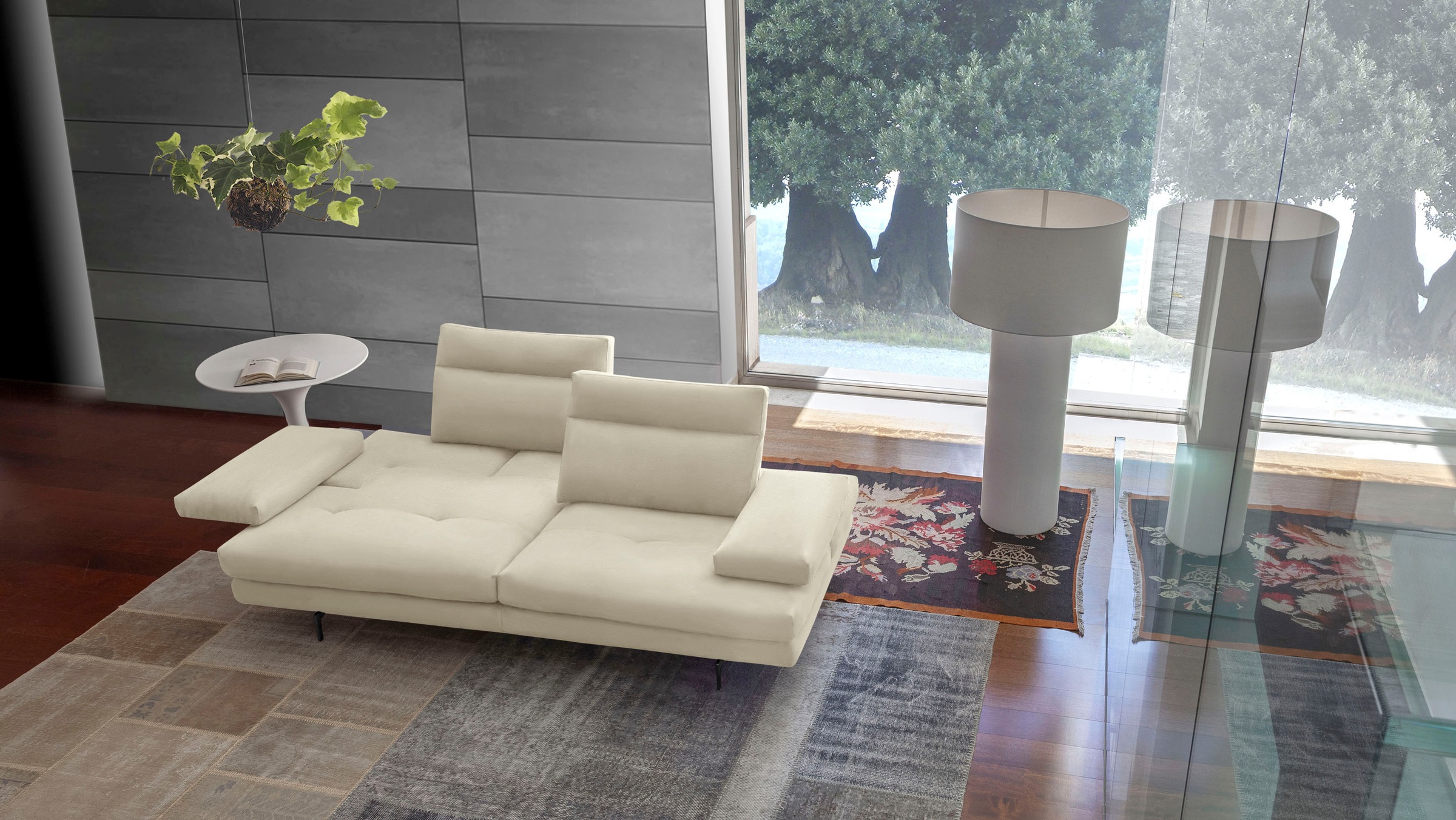 CALIA ITALIA 3,5-Sitzer »Toby Wing, italienisches Designsofa, super bequem, Megasofa«, inkl. Sitztiefenverstellung und Armteilfunktion, Füße in Schwarz matt