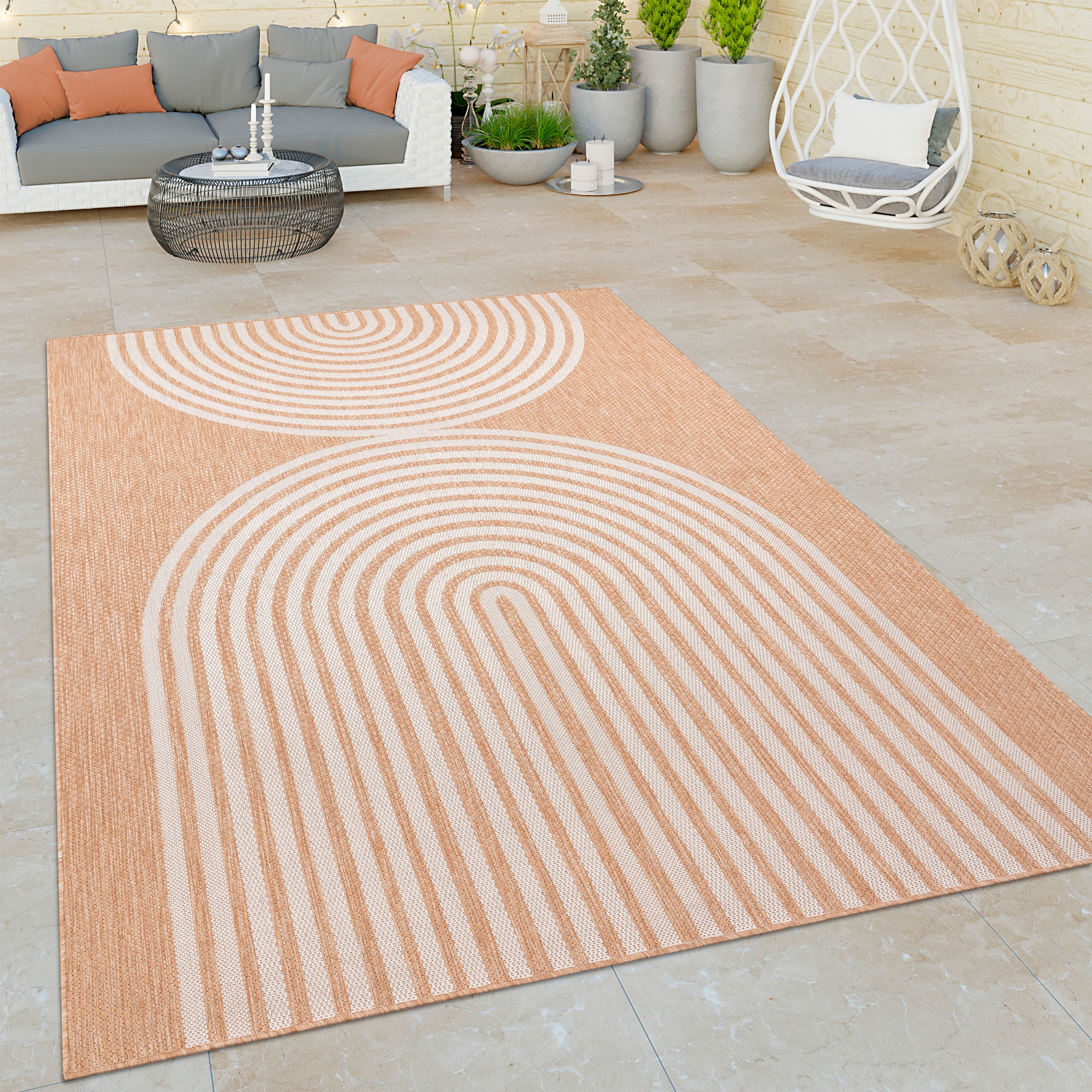 Paco Home Teppich »Illusion 328«, rechteckig, 4 mm Höhe, Flachgewebe, Scandi Look, In- und Outdoor geeignet