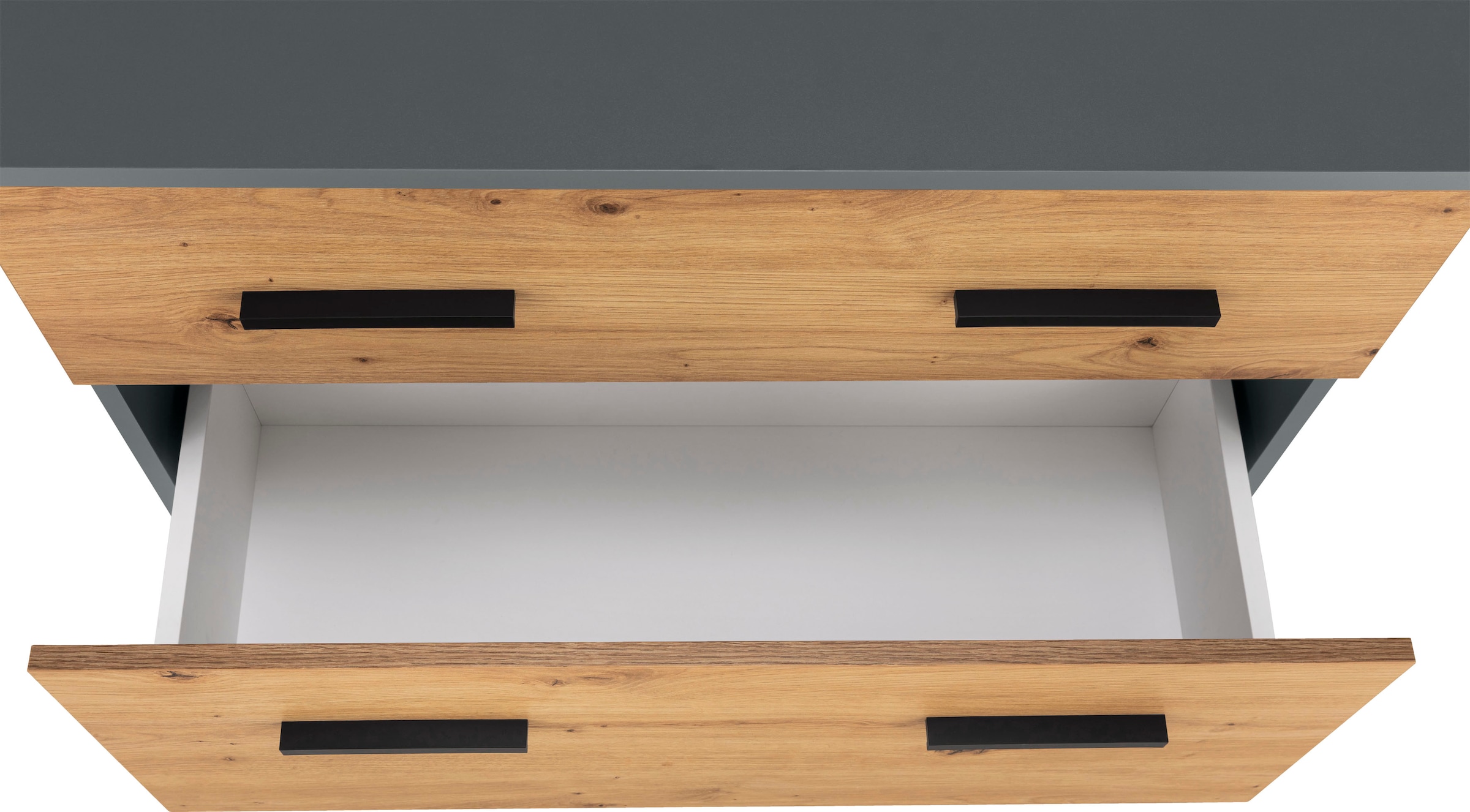 INOSIGN Waschbeckenunterschrank »Skara«, mit Klappe und Schubkasten, schwarze Griffe, Breite 80 cm, Höhe 55 cm