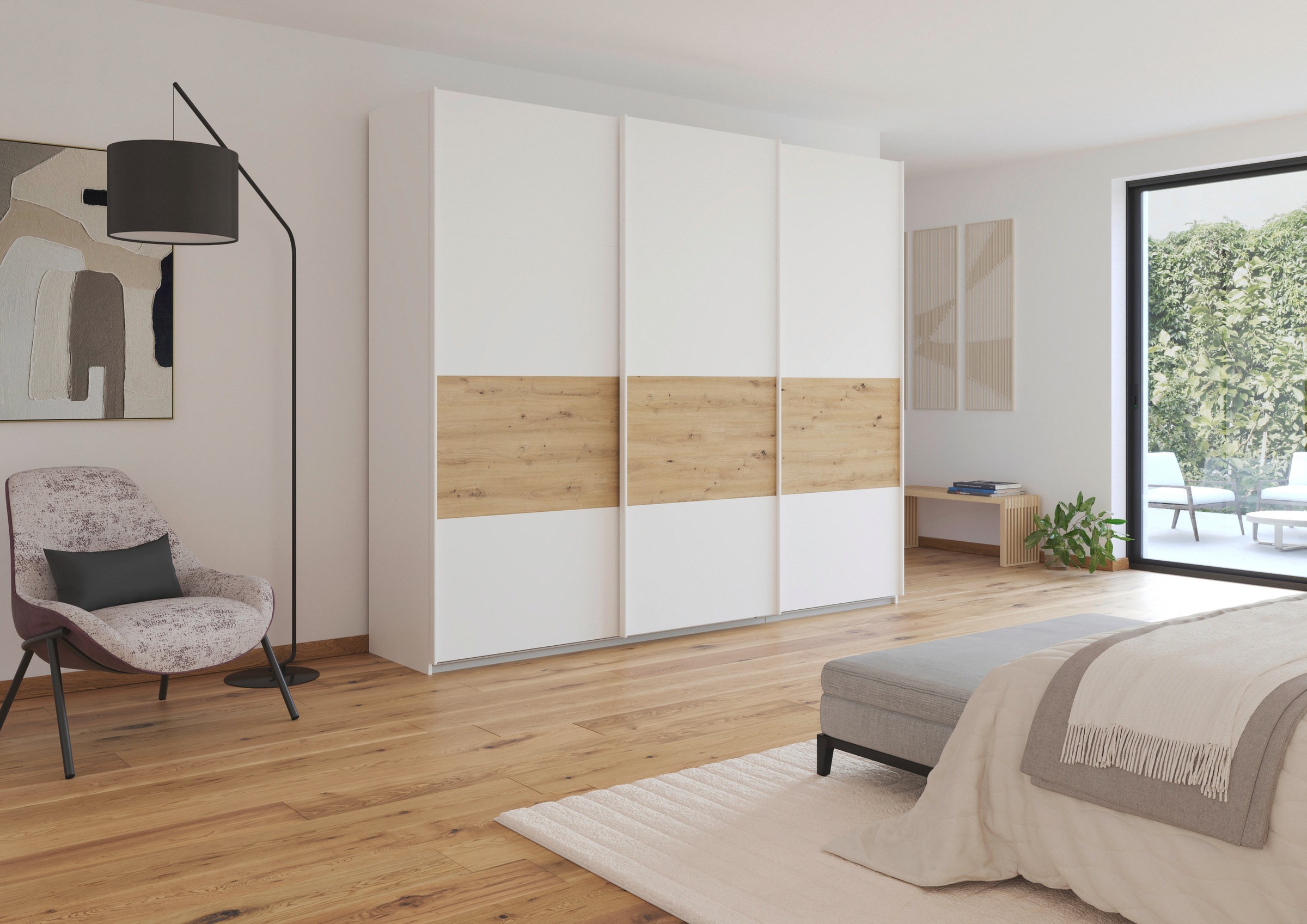 rauch Schwebetürenschrank »Schwebetürenschrank Kleiderschrank Schrank Garderobe CORTONA«, inkl. Inneneinteilung, 2 Stoffboxen und zusätzlichen Einlegeböden