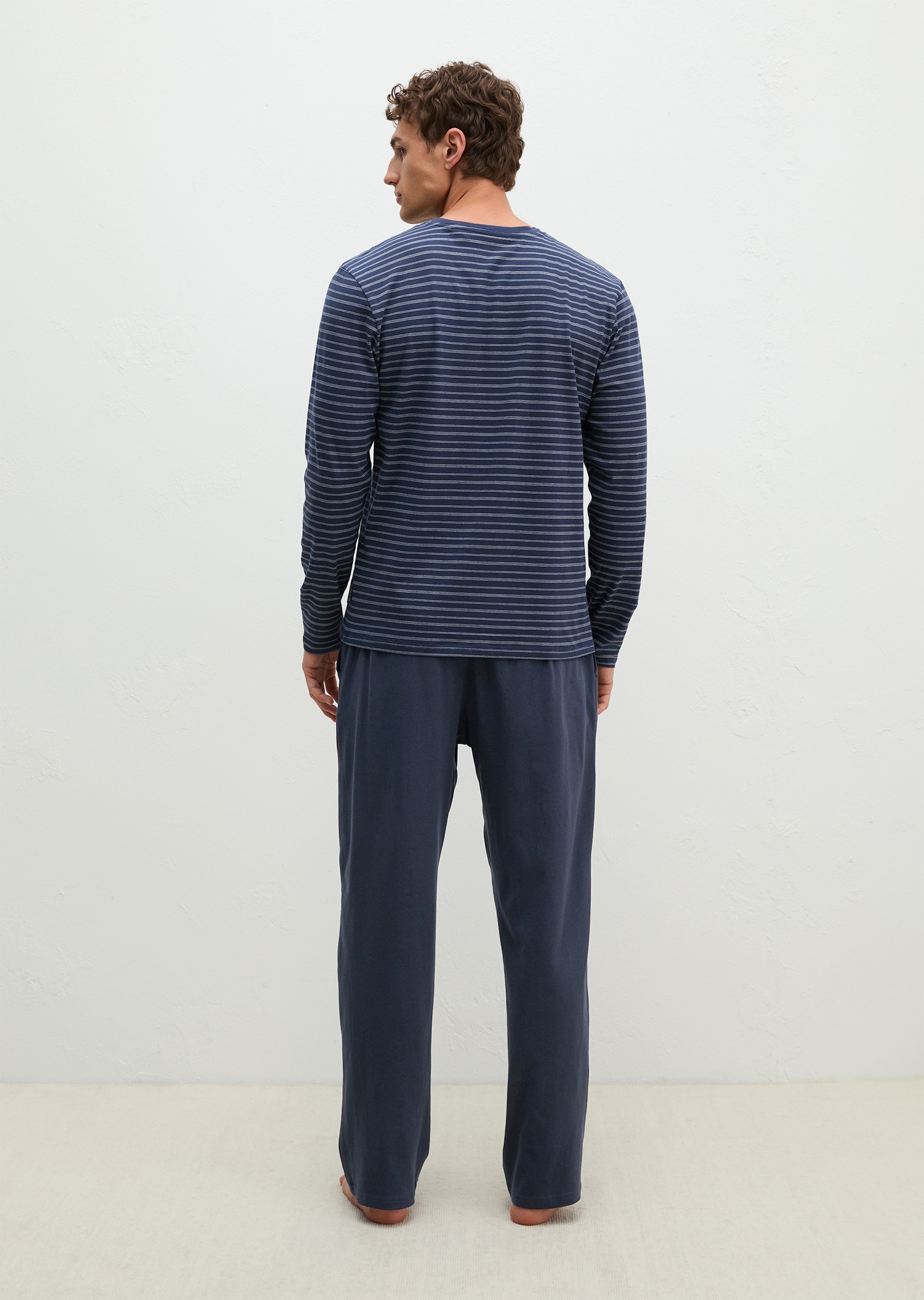 Marc O'Polo Pyjama aus Baumwoll-Jersey, mit lockerer Passform, Langarm