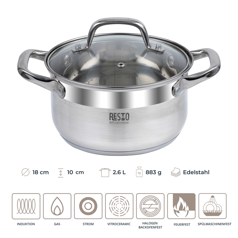 RESTO Kitchenware Kochtopf »Libra, Topf energiesparend und spülmaschinenfest« 2 Stk. tlg. Edelstahl 18/10