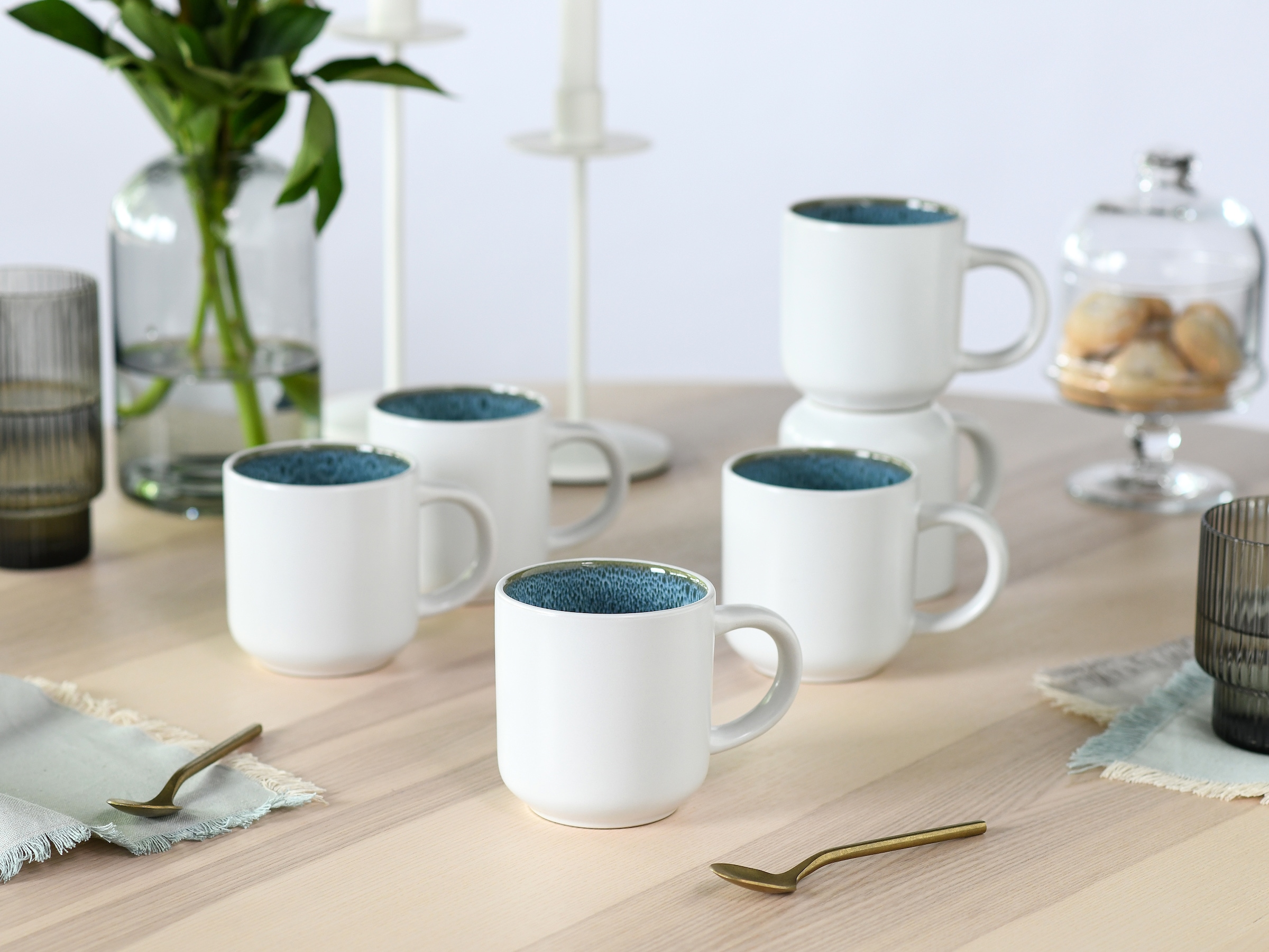 my home Becher »modernes 6-teiliges Kaffeebecher-Set Nydala« hohe Haltbarkeit, spülmaschinen- & mikrowellengeeignet, Reaktivglasur