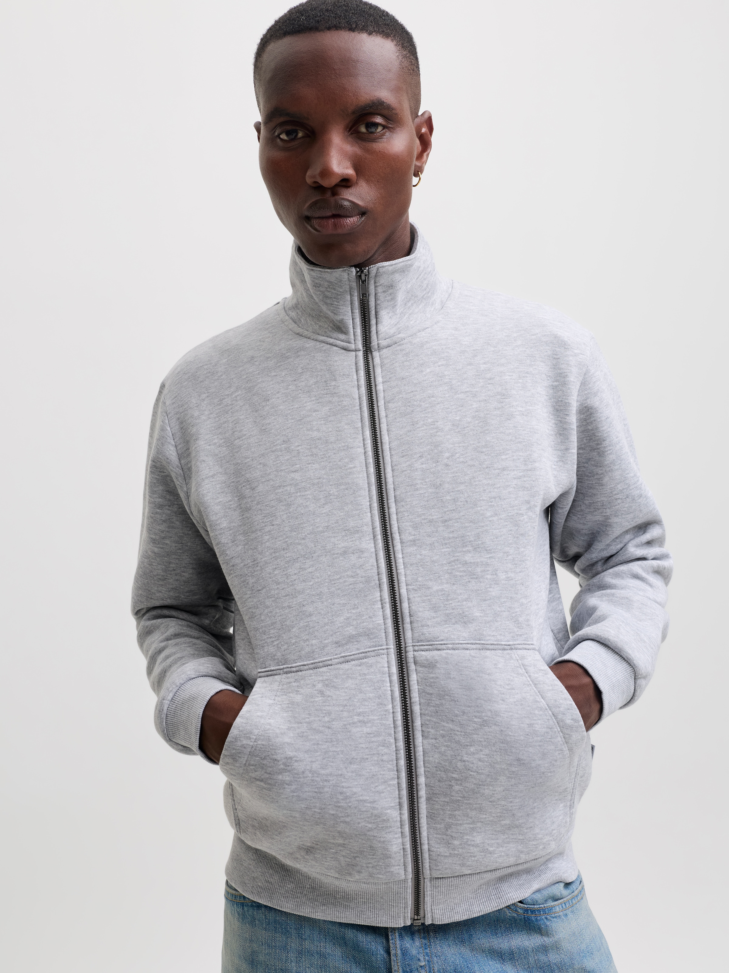 Jack & Jones Sweatjacke »JJEBRADLEY SWEAT ZIP HN NOOS« Materialmix, regular fit