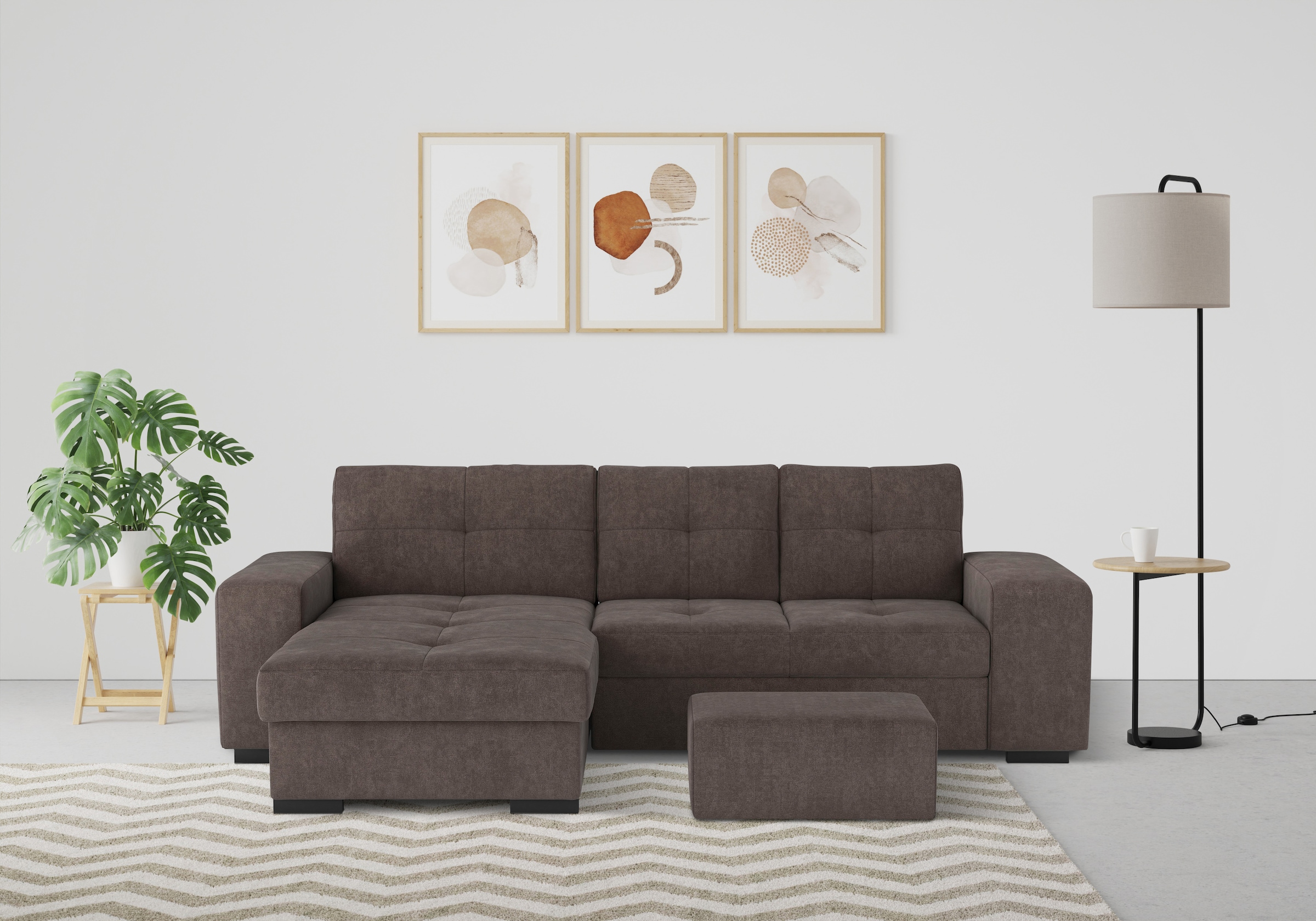 COTTA Ecksofa »Mattina L-Form«, mit Hocker, wahlweise mit Bettfunktion & Be günstig online kaufen