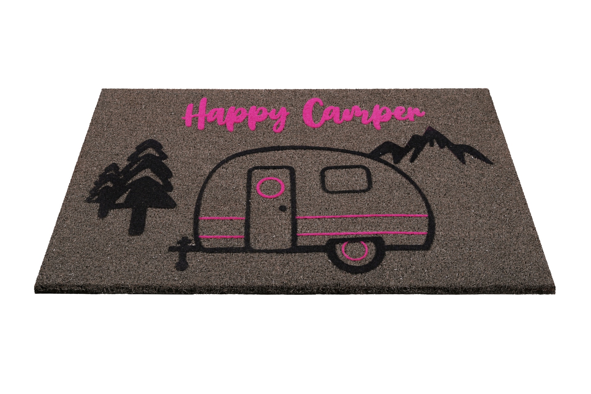 Wecon home Fußmatte »Happy Camper«, rechteckig, 18 mm Höhe, nachhaltig, rutschfest, robust, innen, Außenbereiche überdacht, schwer
