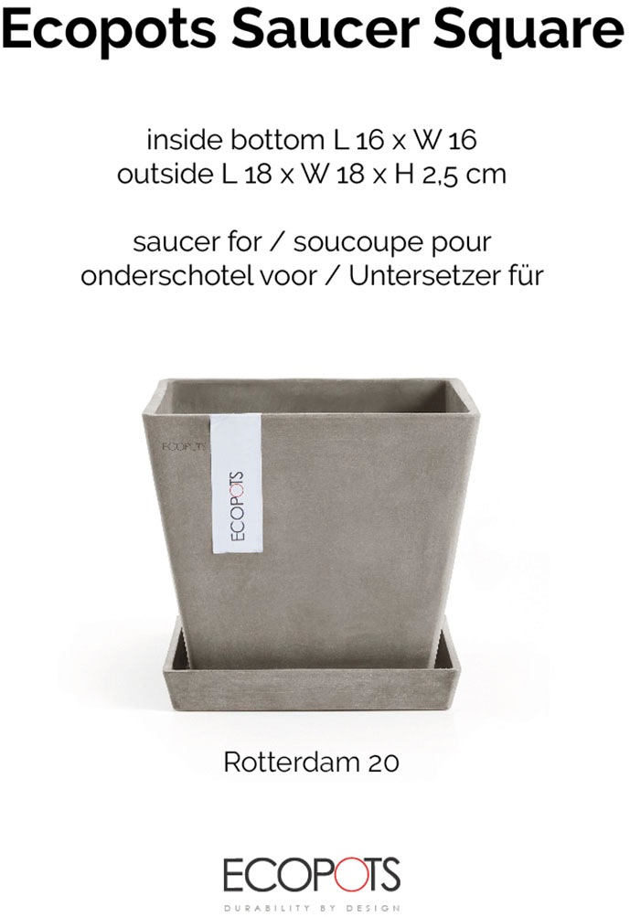 ECOPOTS Blumentopfuntersetzer »ROUND SAUCER Taupe« BxTxH: 18x18x2,5 cm