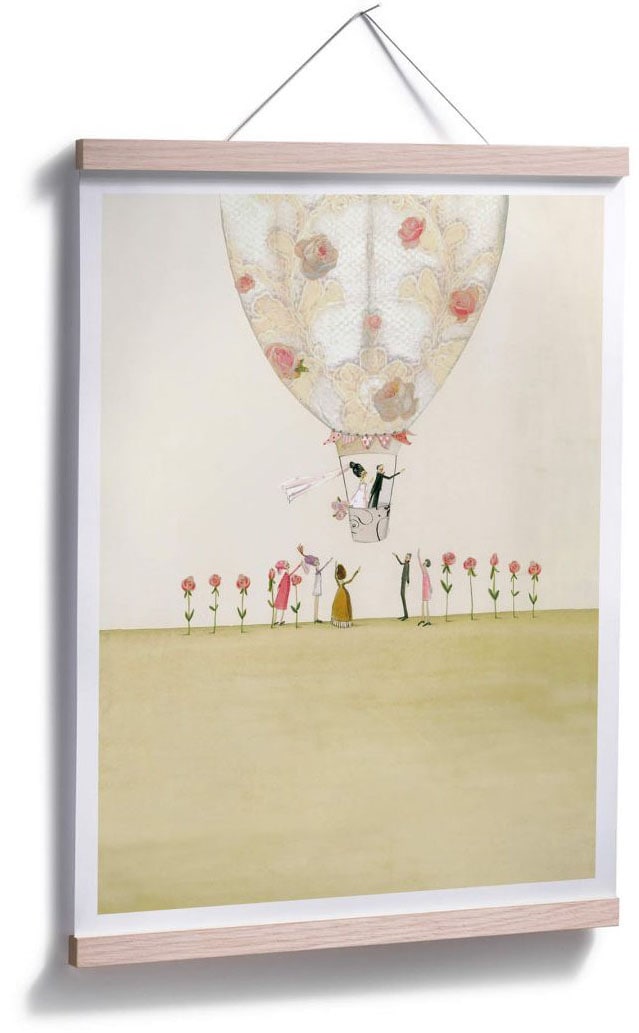 Wall-Art Poster »Hochzeit kaufen Heißluftballon«, (1 Poster, St.), Wandposter auf Bild, Deko Heißluftballon, Wandbild, Raten