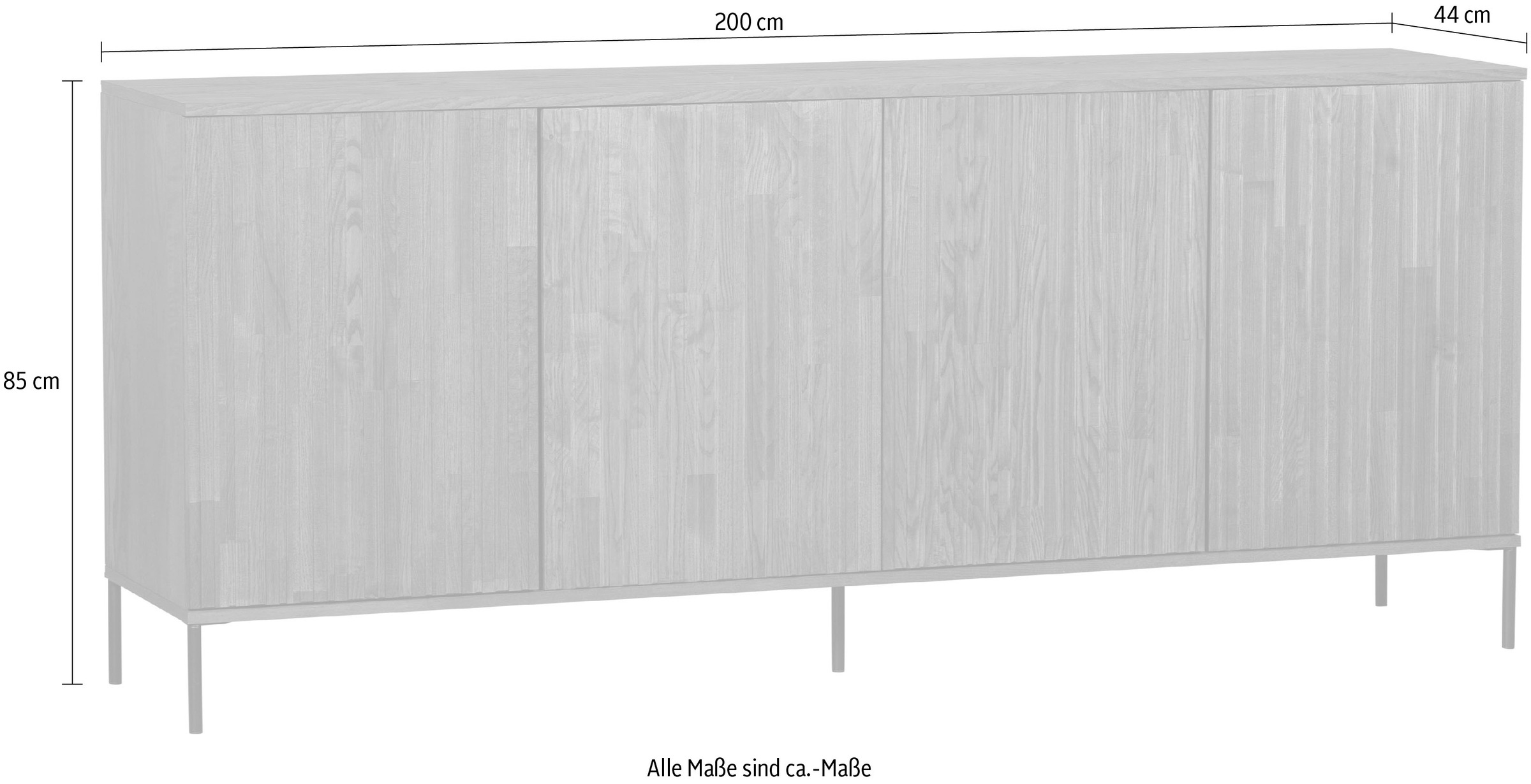 WOOOD Sideboard »New Gravure Dressoir 200 Cm Essen Fineer Espresso«