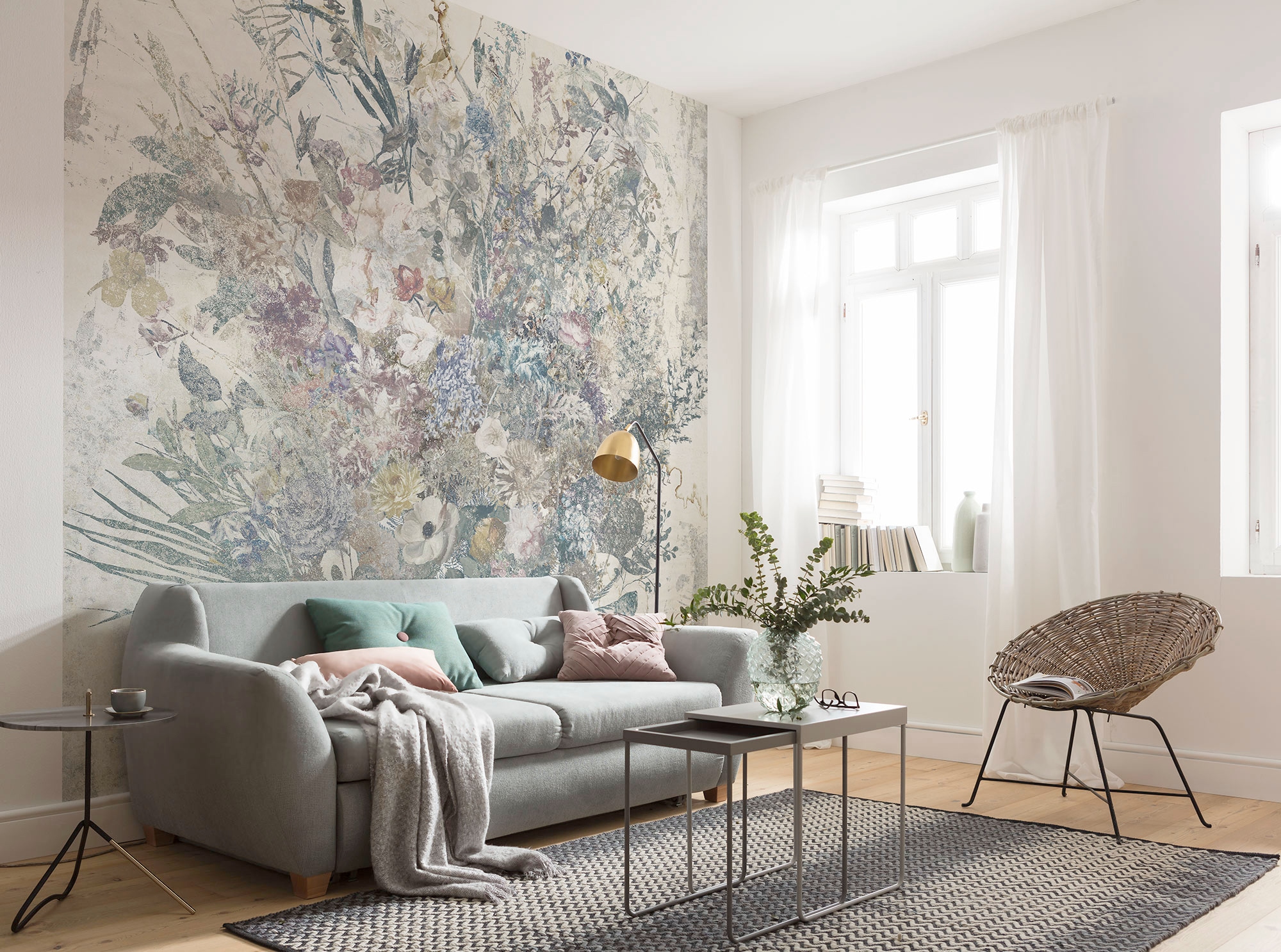 Komar Vliestapete »Digitaldruck Vlies - Bouquet Blowout - Größe 300 x 280 cm«, bedruckt, Wohnzimmer, Schlafzimmer
