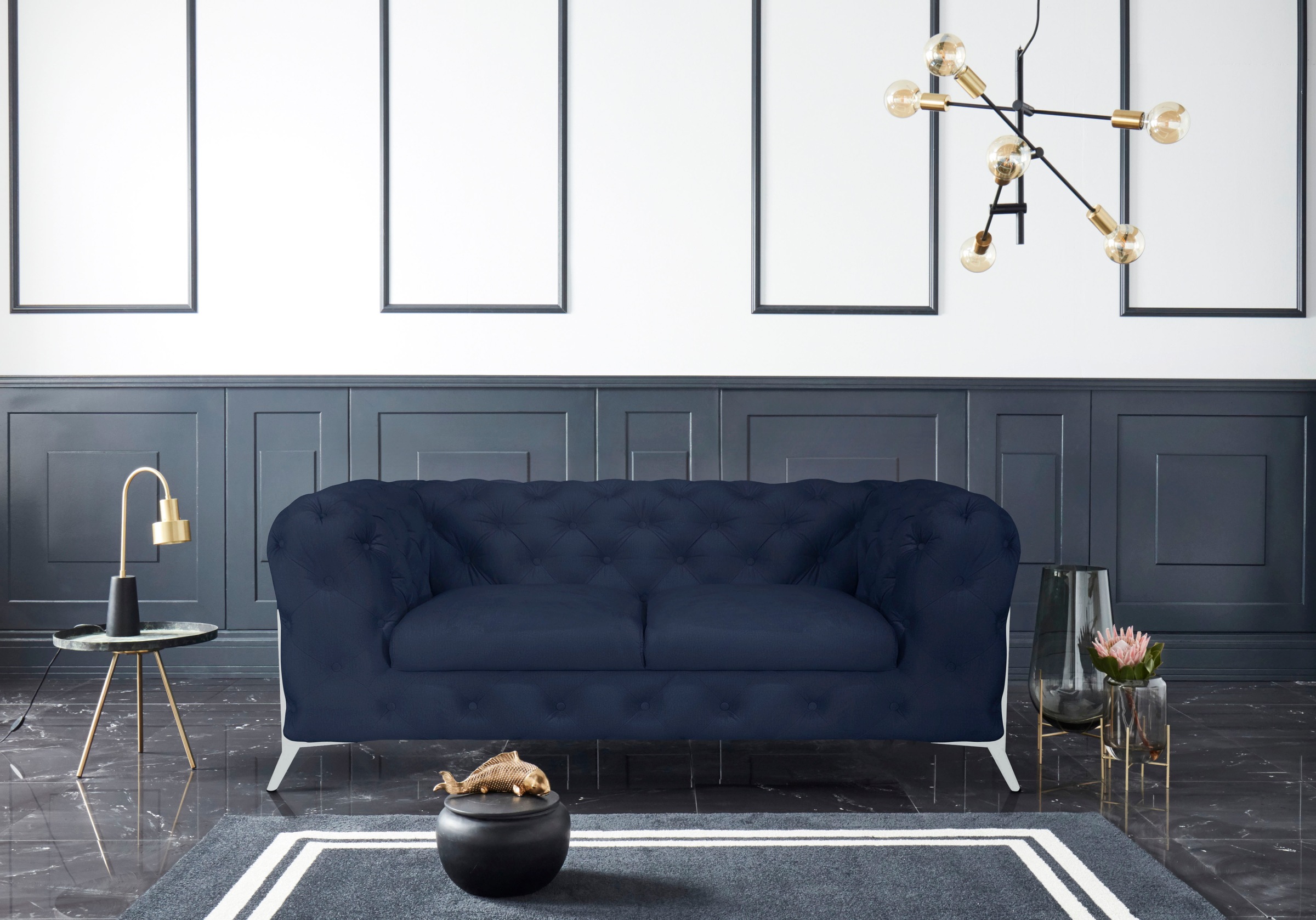 Leonique Chesterfield-Sofa »Amaury«, aufwändige Knopfheftung, moderne Chesterfield Optik, Fußfarbe wählbar