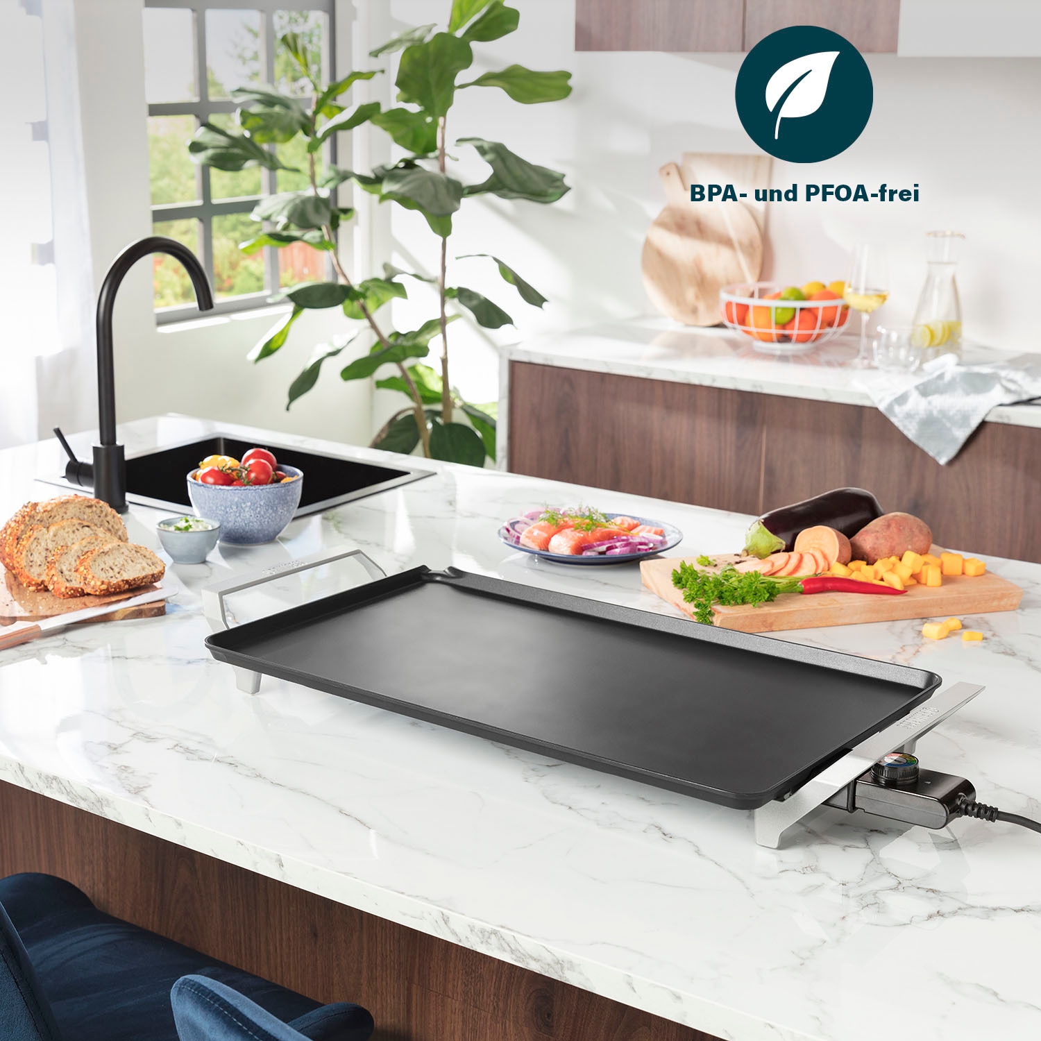 PRINCESS Tischgrill »Table Chef Premium XXL 103120«, 2500 W, Teppanyaki Grillplatte 60x35 cm, inkl. 4x Holzspatel